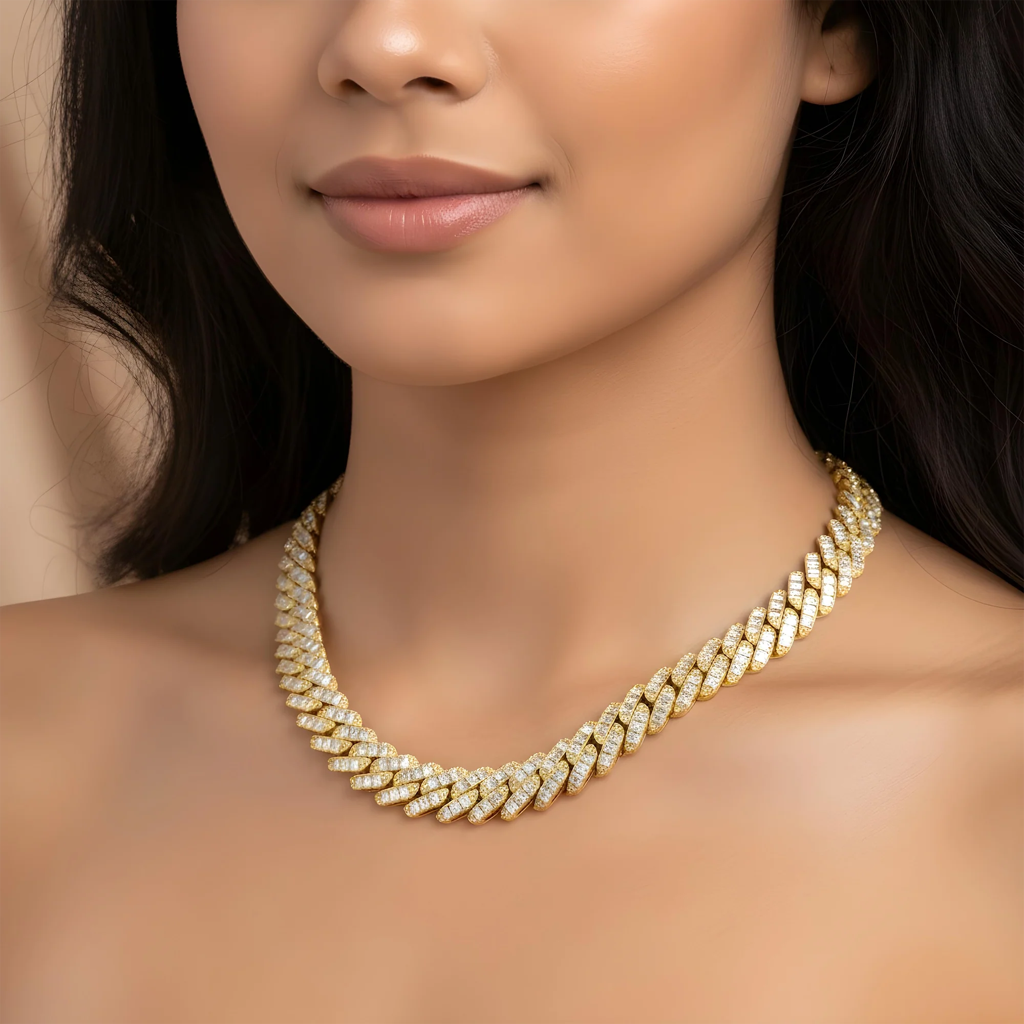 14K White Gold 13mm Emerald Cut Diamond Cuban Link Chain 58.65ct - Image 5