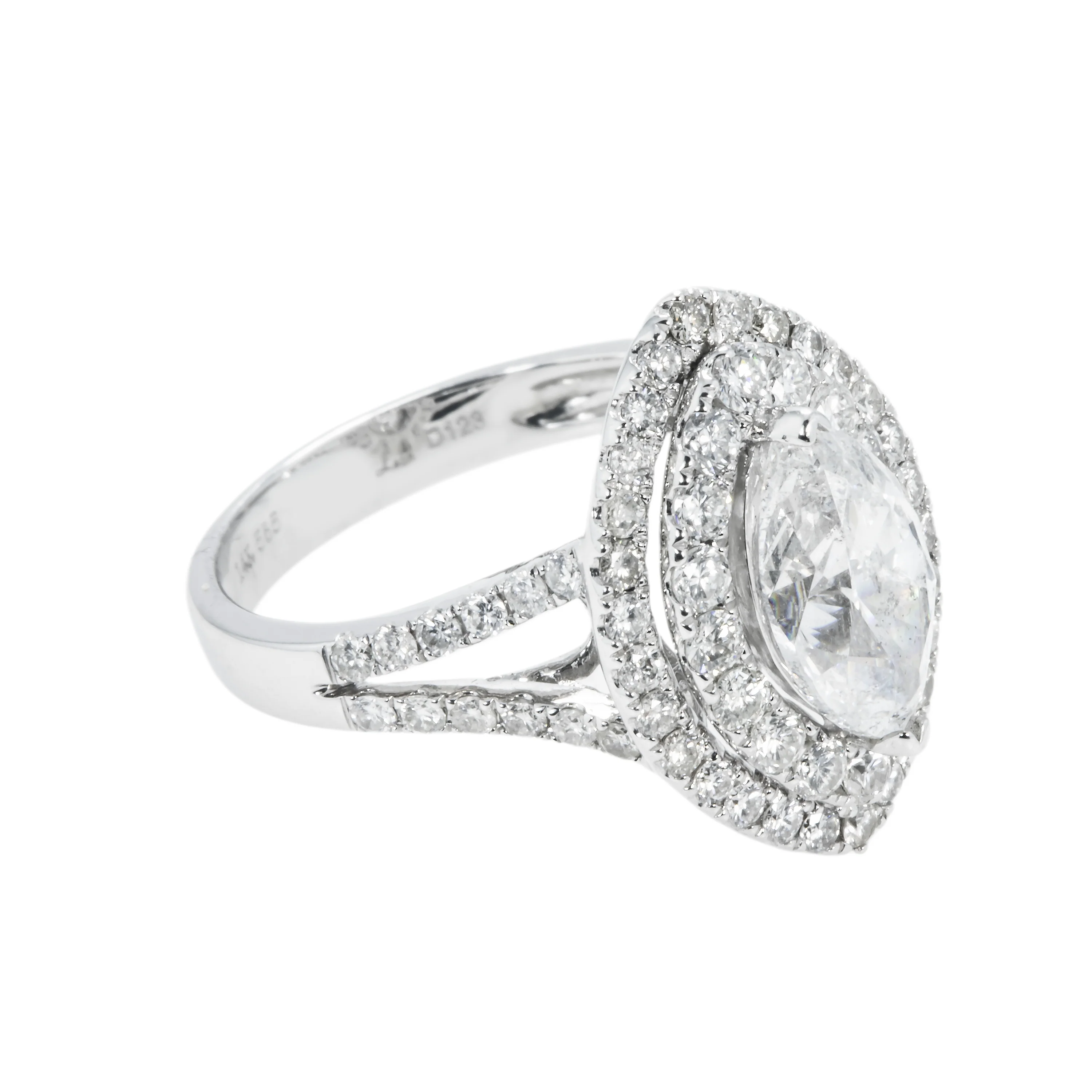14K White Gold 2.01ct Marquise Cut Diamond Engagement Ring 3.13ctw - Image 3