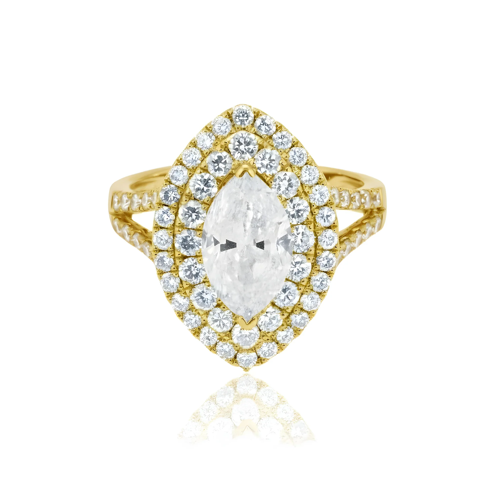 14K White Gold 2.01ct Marquise Cut Diamond Engagement Ring 3.13ctw - Image 6