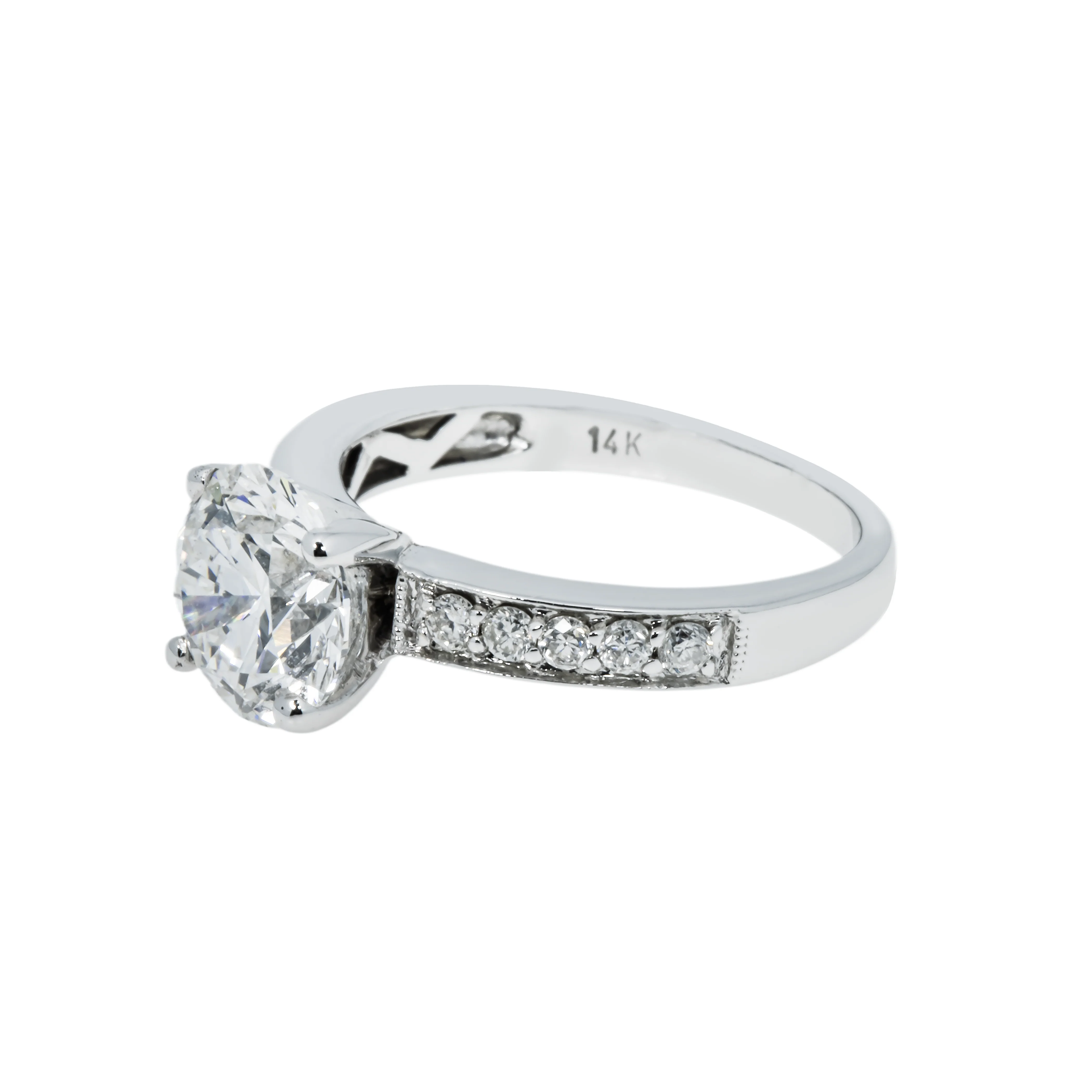 GIA 14K White Gold 2ct Round Cut Diamond Engagement Ring 2.20ctw - Image 6
