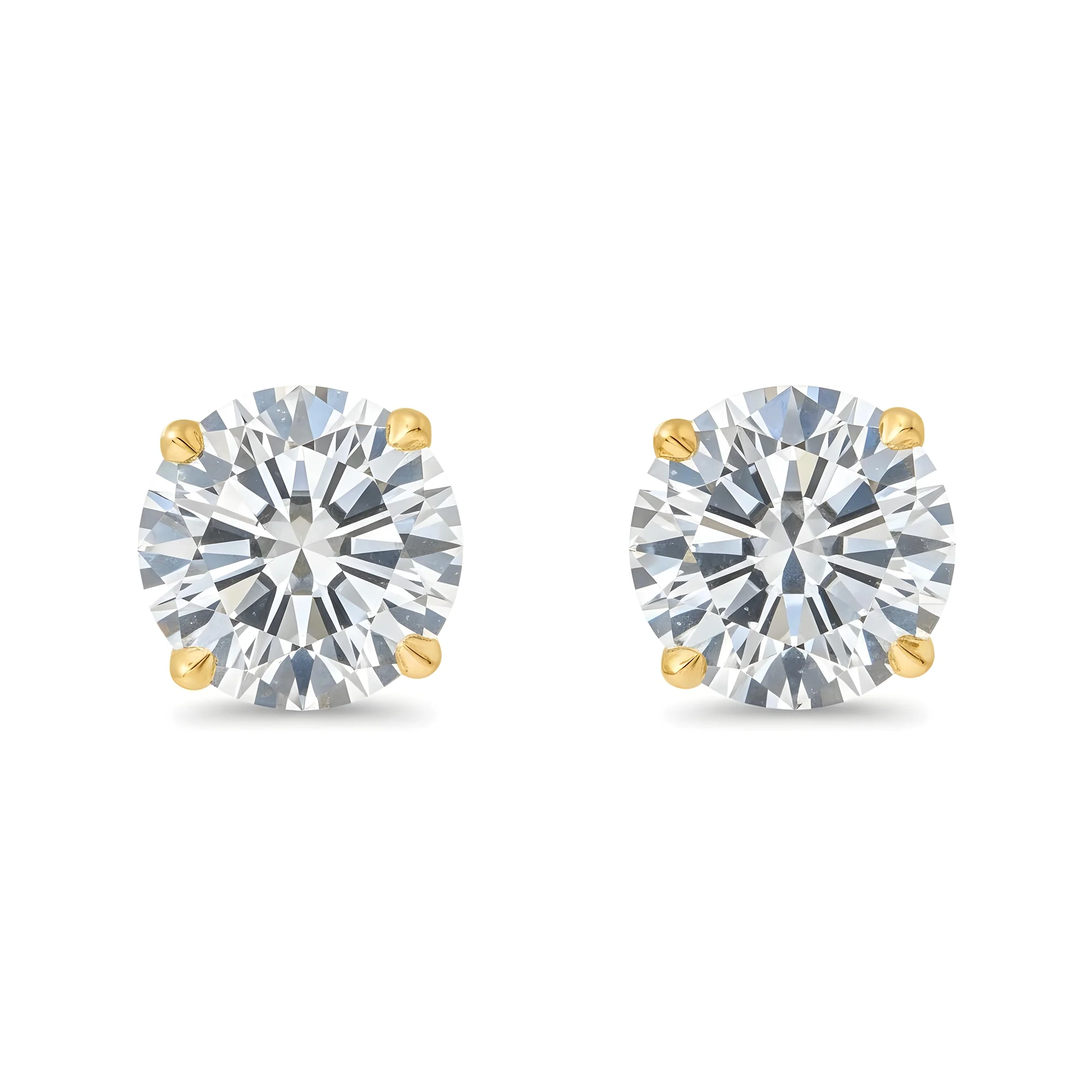 14K White Gold 2ct Each Solitaire Round Diamond Stud Earrings 4.0ctw - Image 6