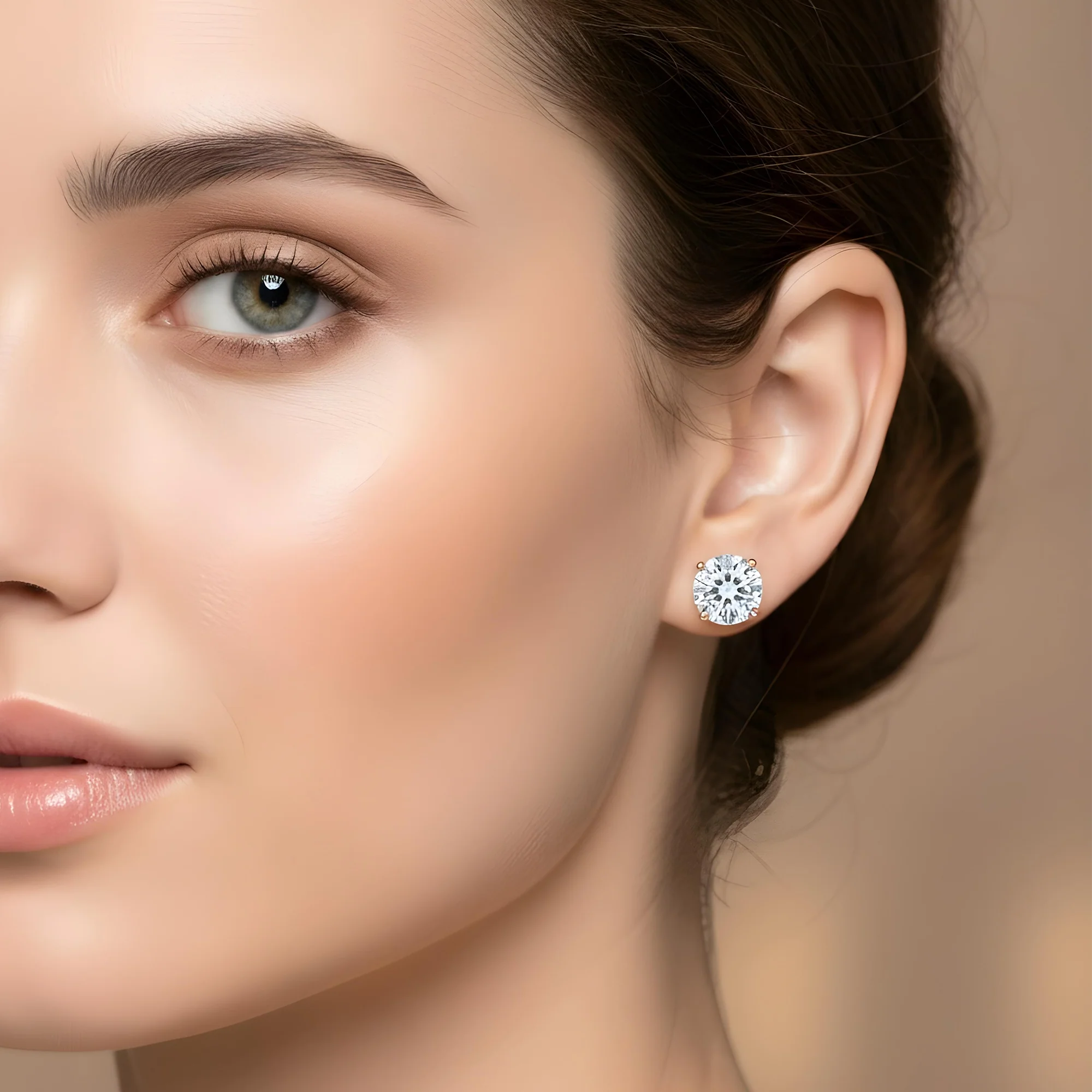 14K White Gold 2ct Each Solitaire Round Diamond Stud Earrings 4.0ctw - Image 9