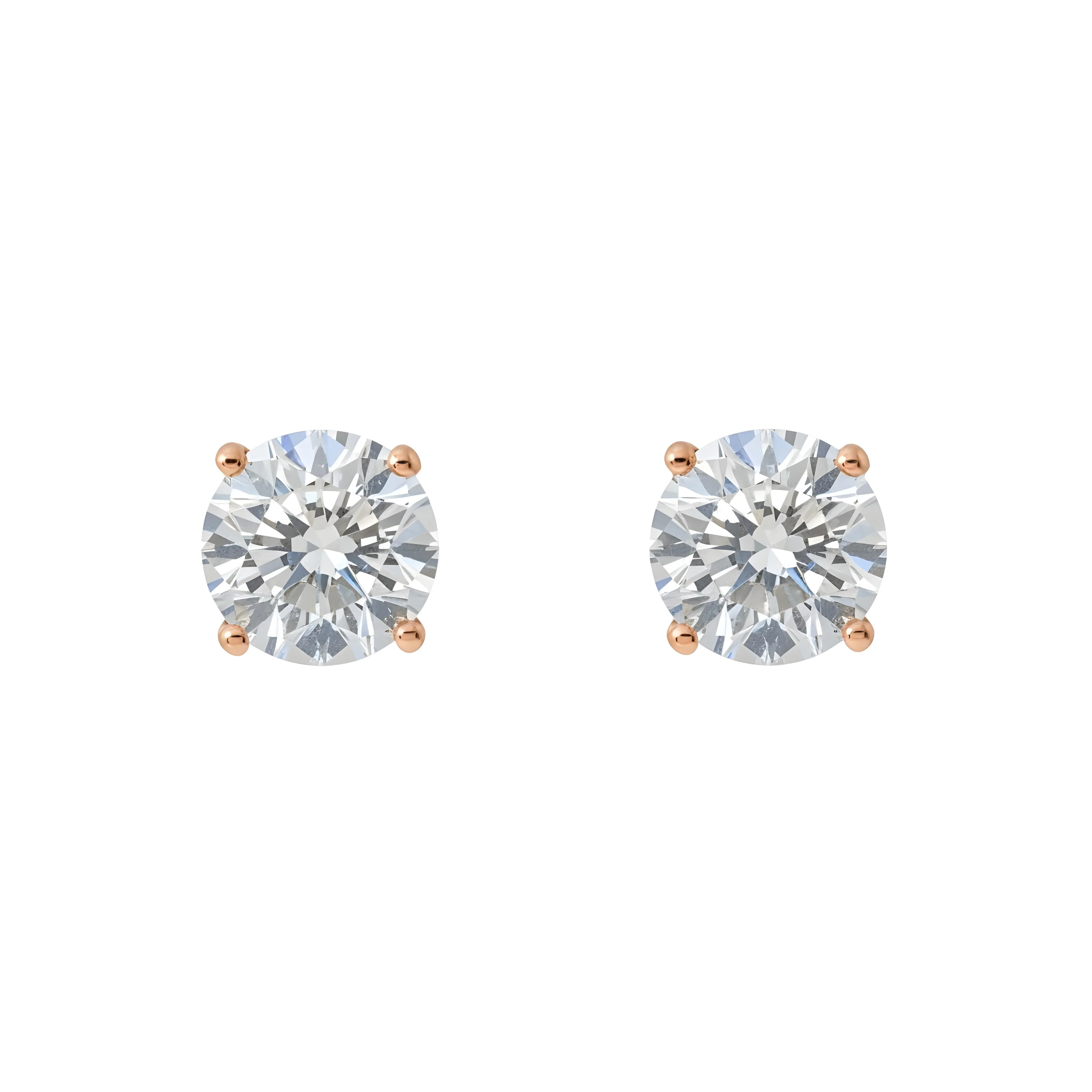 14K White Gold 2ct Each Solitaire Round Diamond Stud Earrings 4.0ctw - Image 8