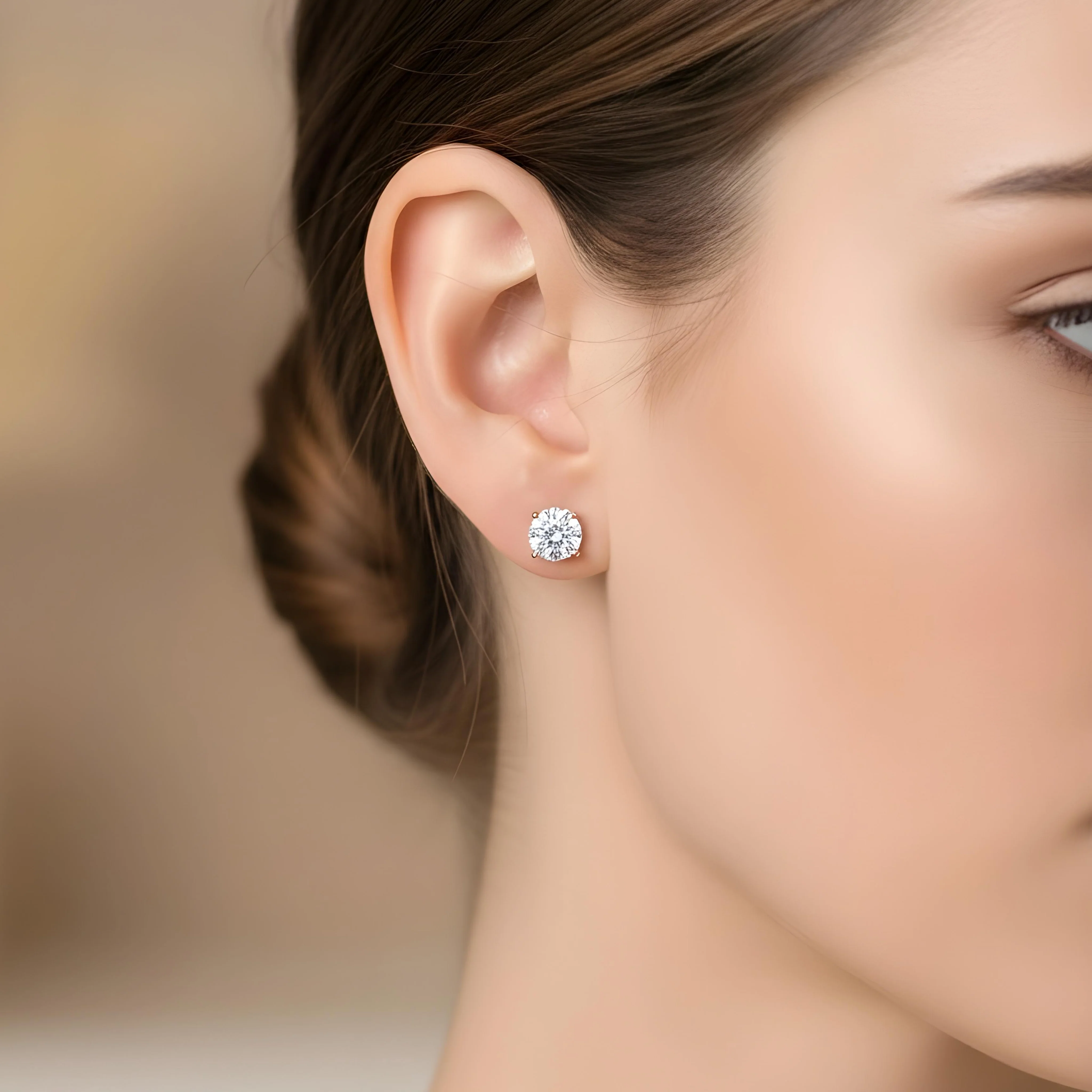 14K White Gold 2ct Each Solitaire Round Diamond Stud Earrings 4.0ctw - Image 9