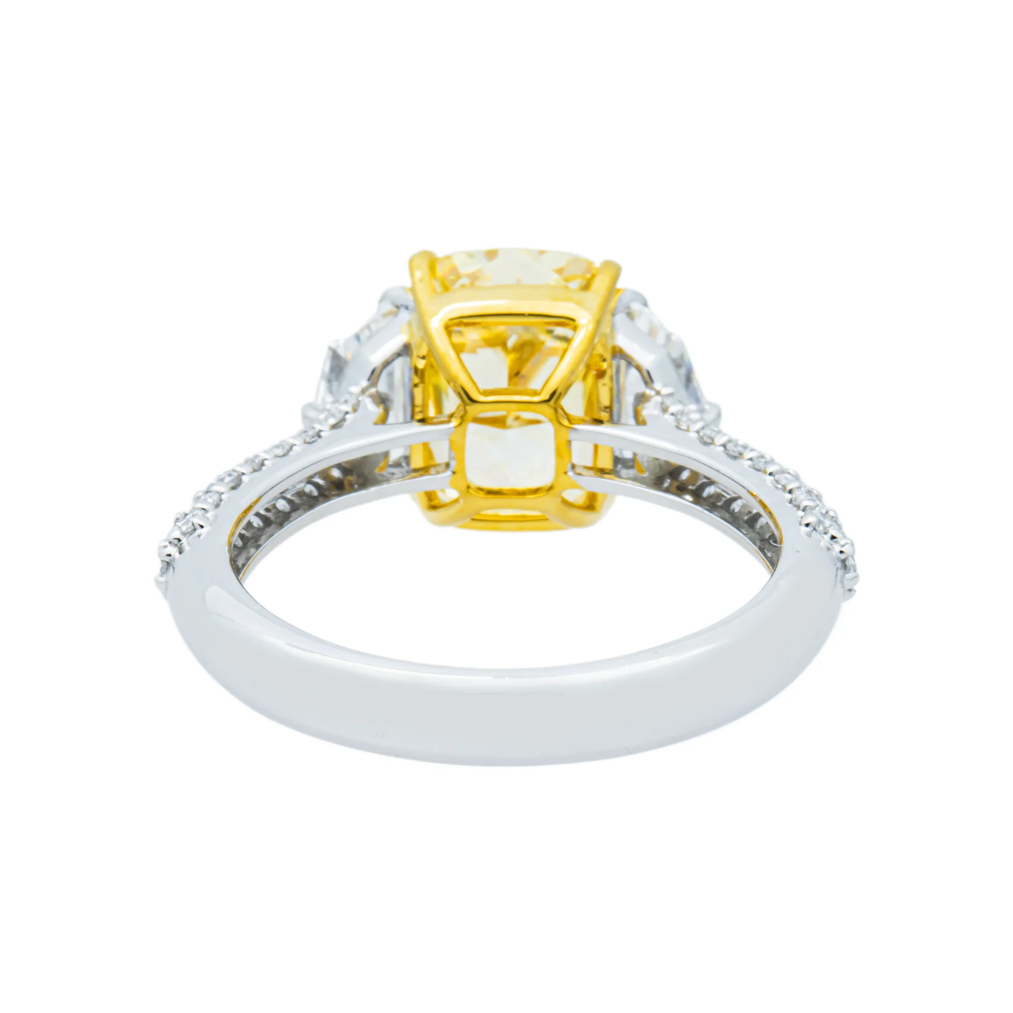 14K White Gold 3.04ct Radiant Fancy Yellow & White Diamond Ring 4.15ctw - Image 5