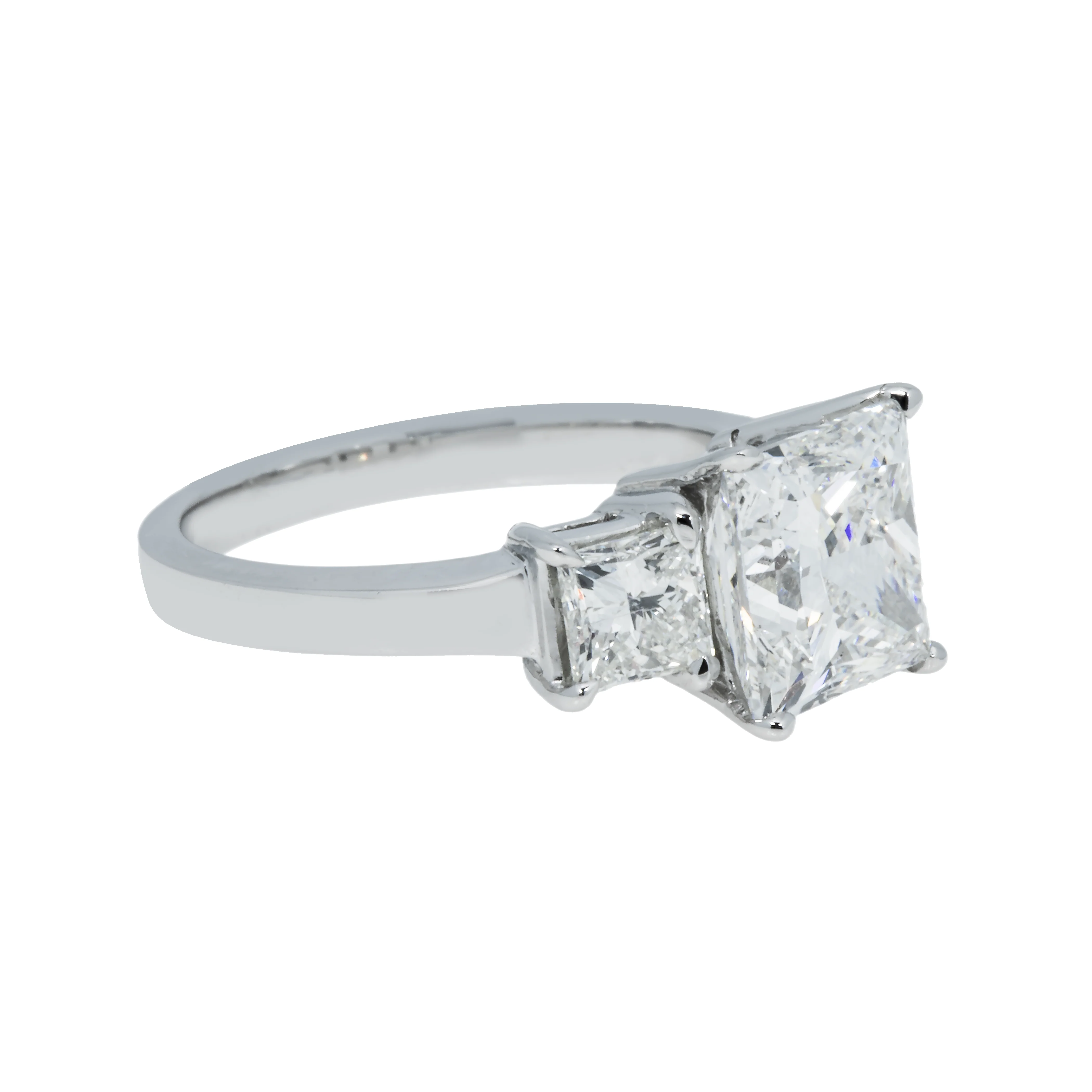 14K White Gold 3.10ct Princess Cut Diamond Engagement Ring 4.17ctw - Image 3
