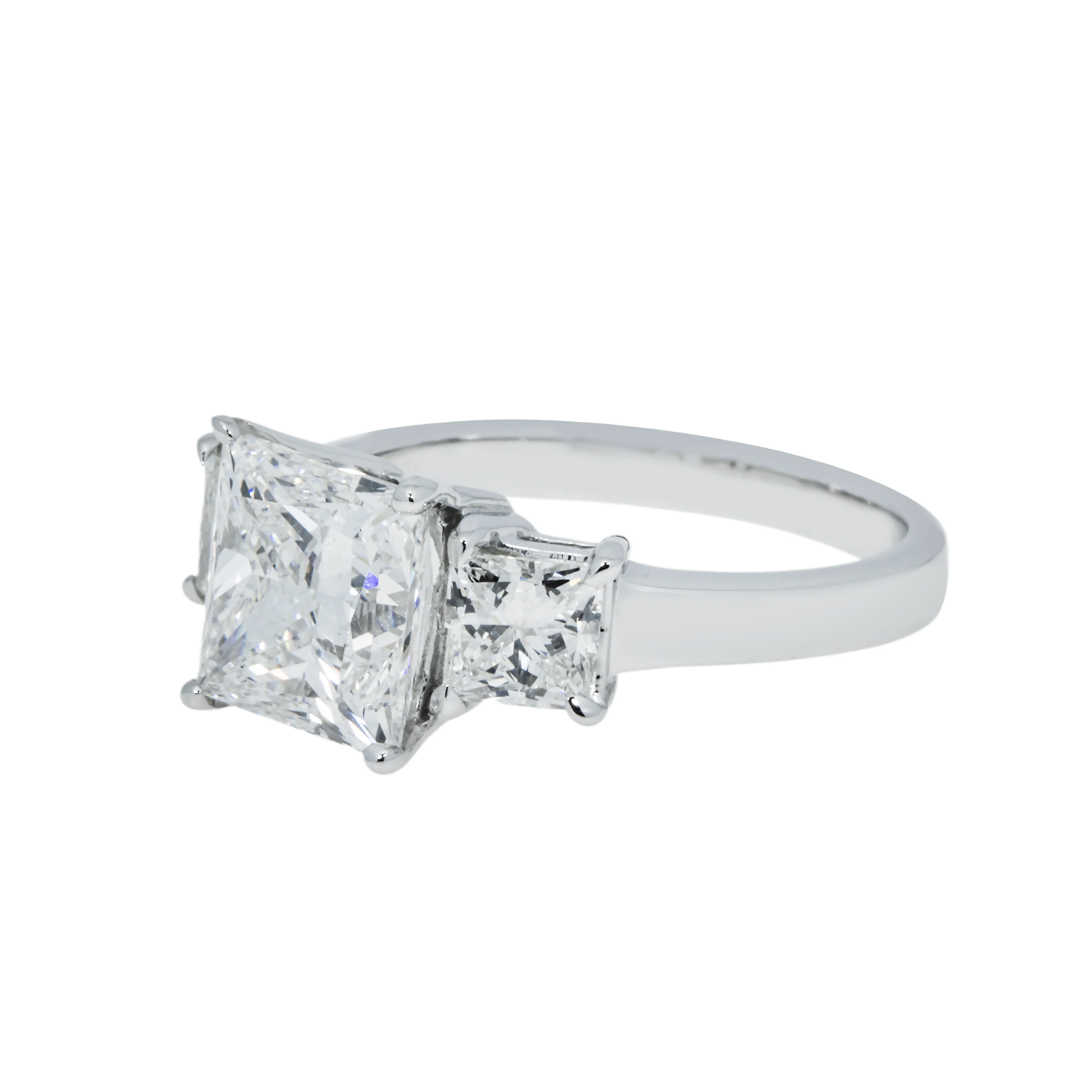 14K White Gold 3.10ct Princess Cut Diamond Engagement Ring 4.17ctw - Image 4