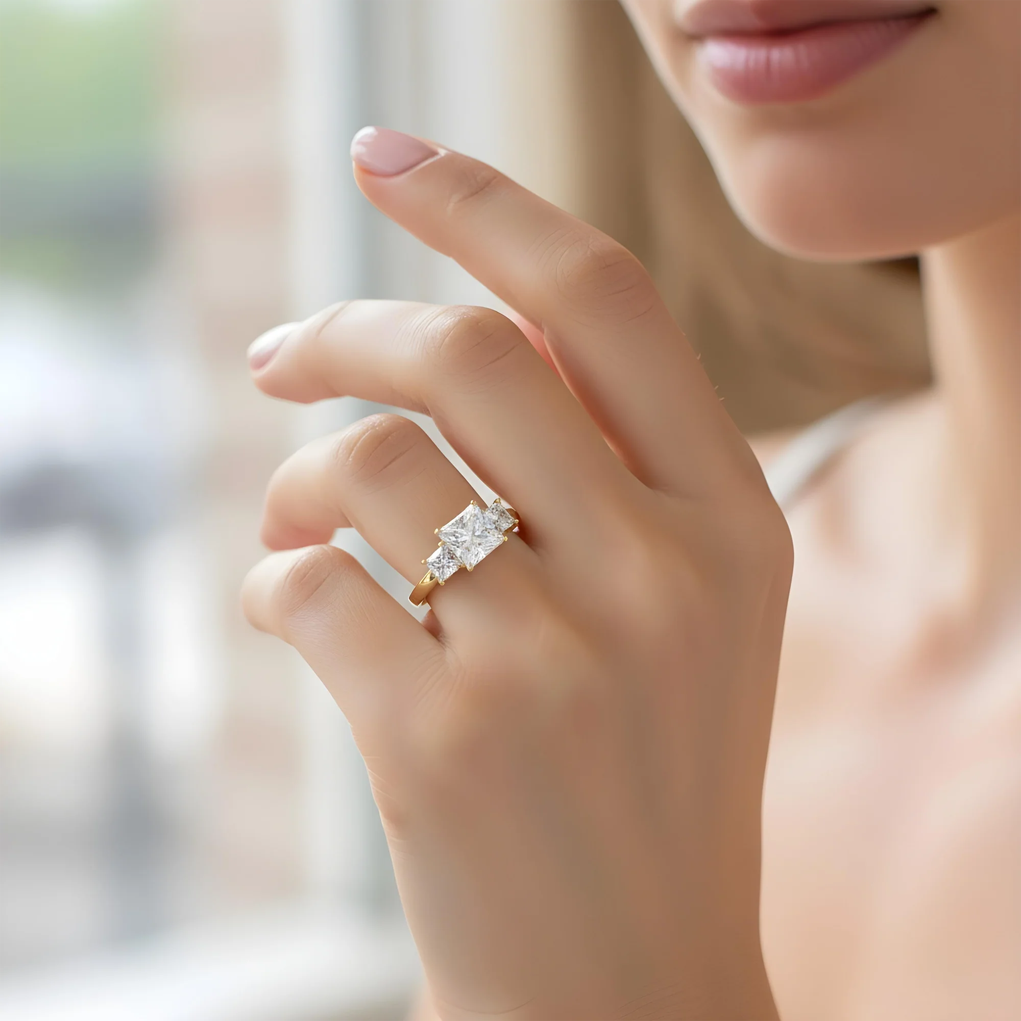 14K White Gold 3.10ct Princess Cut Diamond Engagement Ring 4.17ctw - Image 7