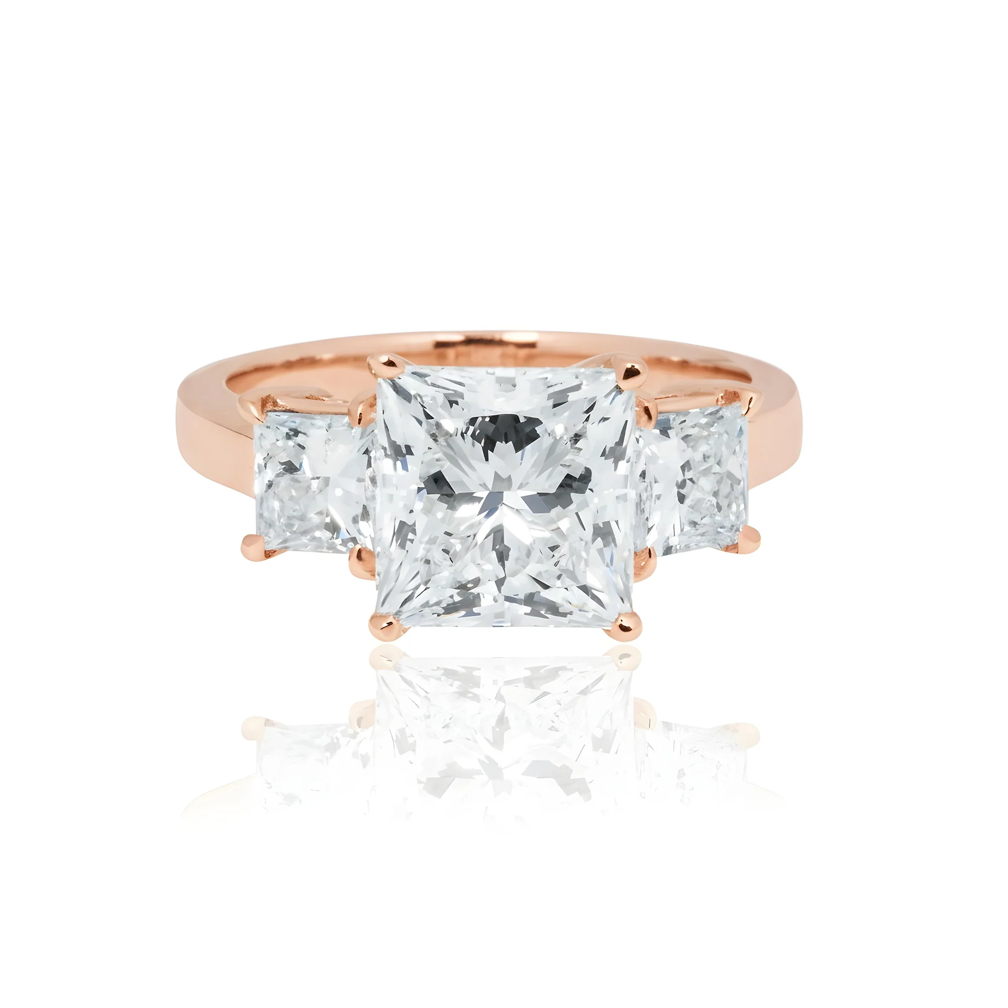 14K White Gold 3.10ct Princess Cut Diamond Engagement Ring 4.17ctw - Image 8