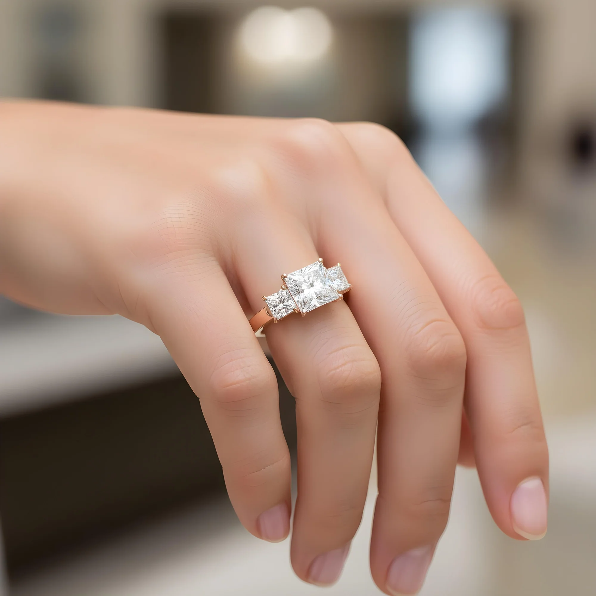 14K White Gold 3.10ct Princess Cut Diamond Engagement Ring 4.17ctw - Image 9
