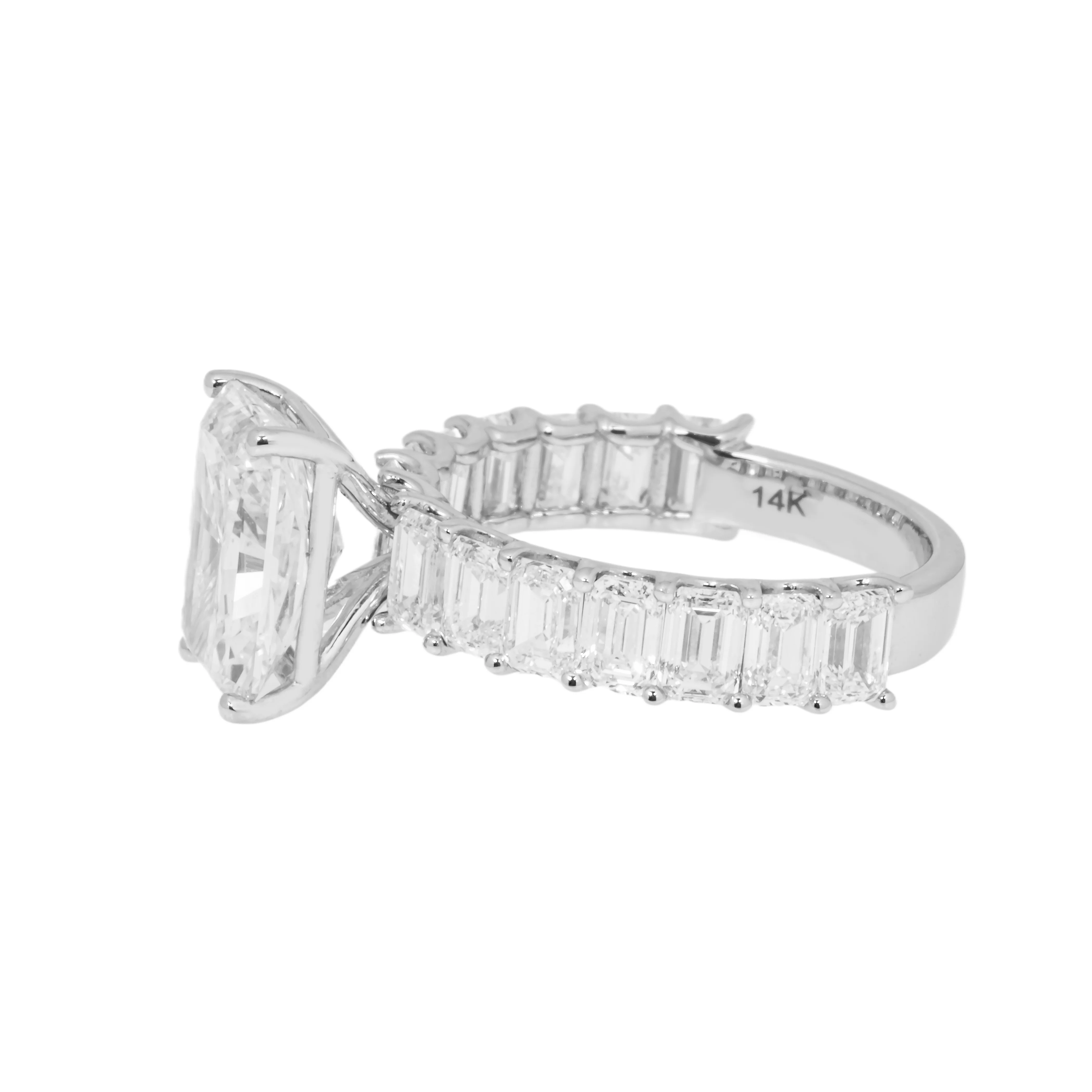 14K White Gold 3.55ct Radiant Cut Diamond Engagement Ring 6.64ctw - Image 6