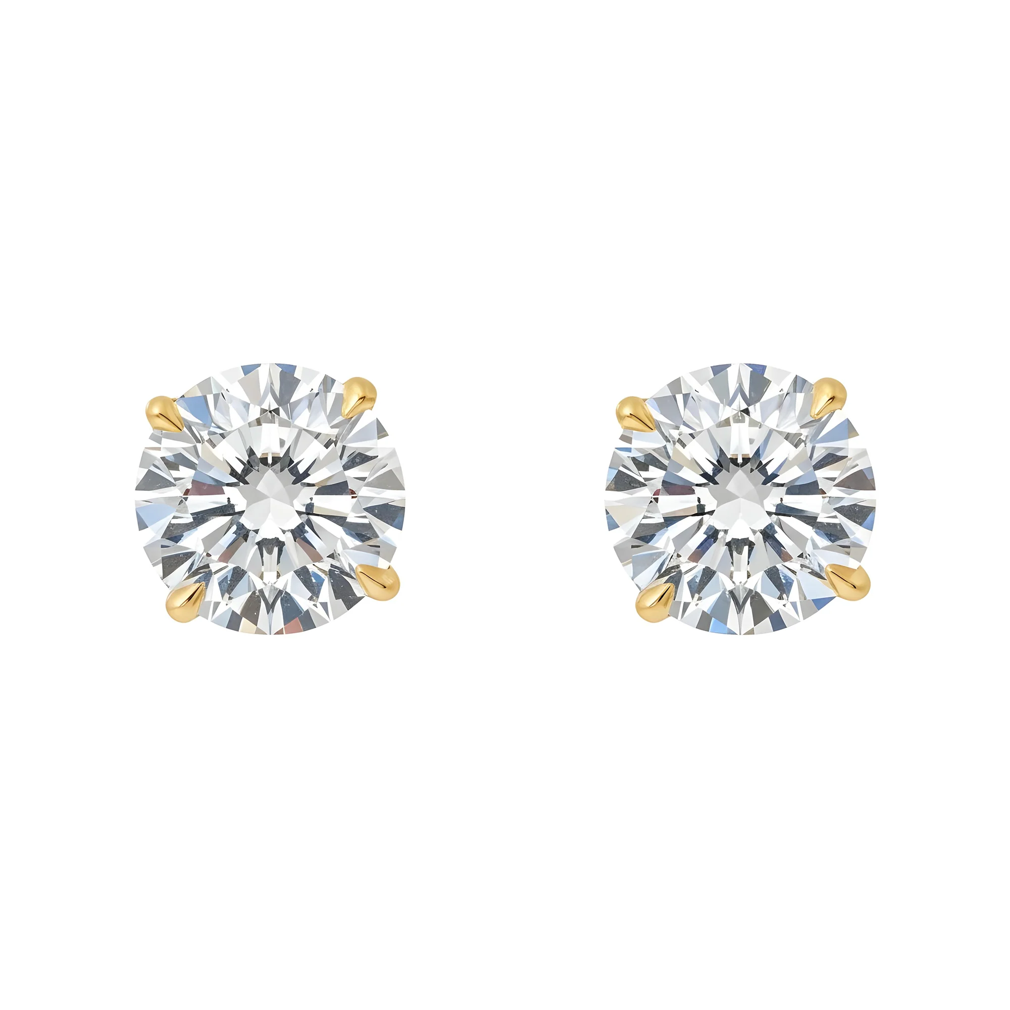 14K White Gold 3ct Each Solitaire Round Diamond Stud Earrings 6.10ctw - Image 6