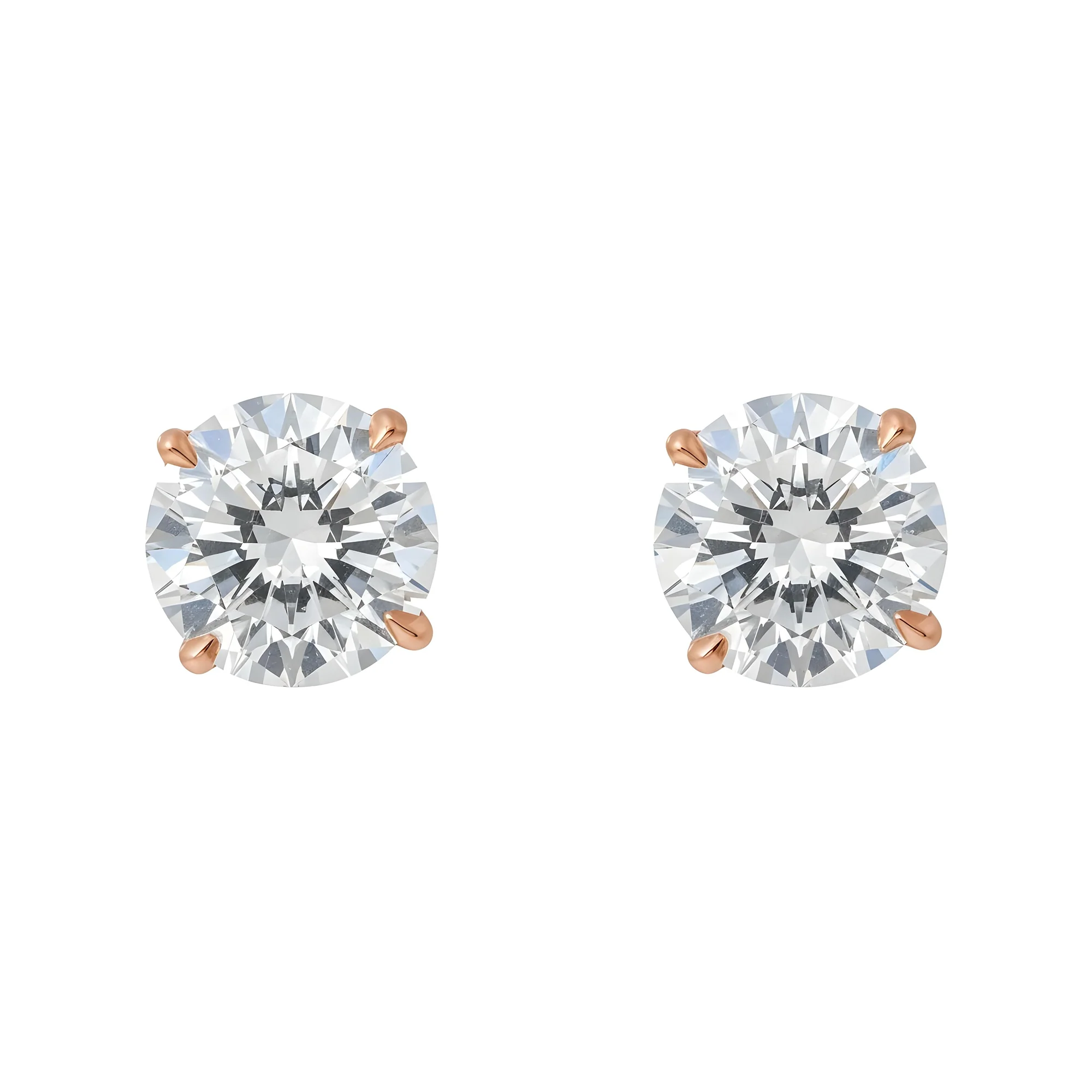 14K White Gold 3ct Each Solitaire Round Diamond Stud Earrings 6.10ctw - Image 8