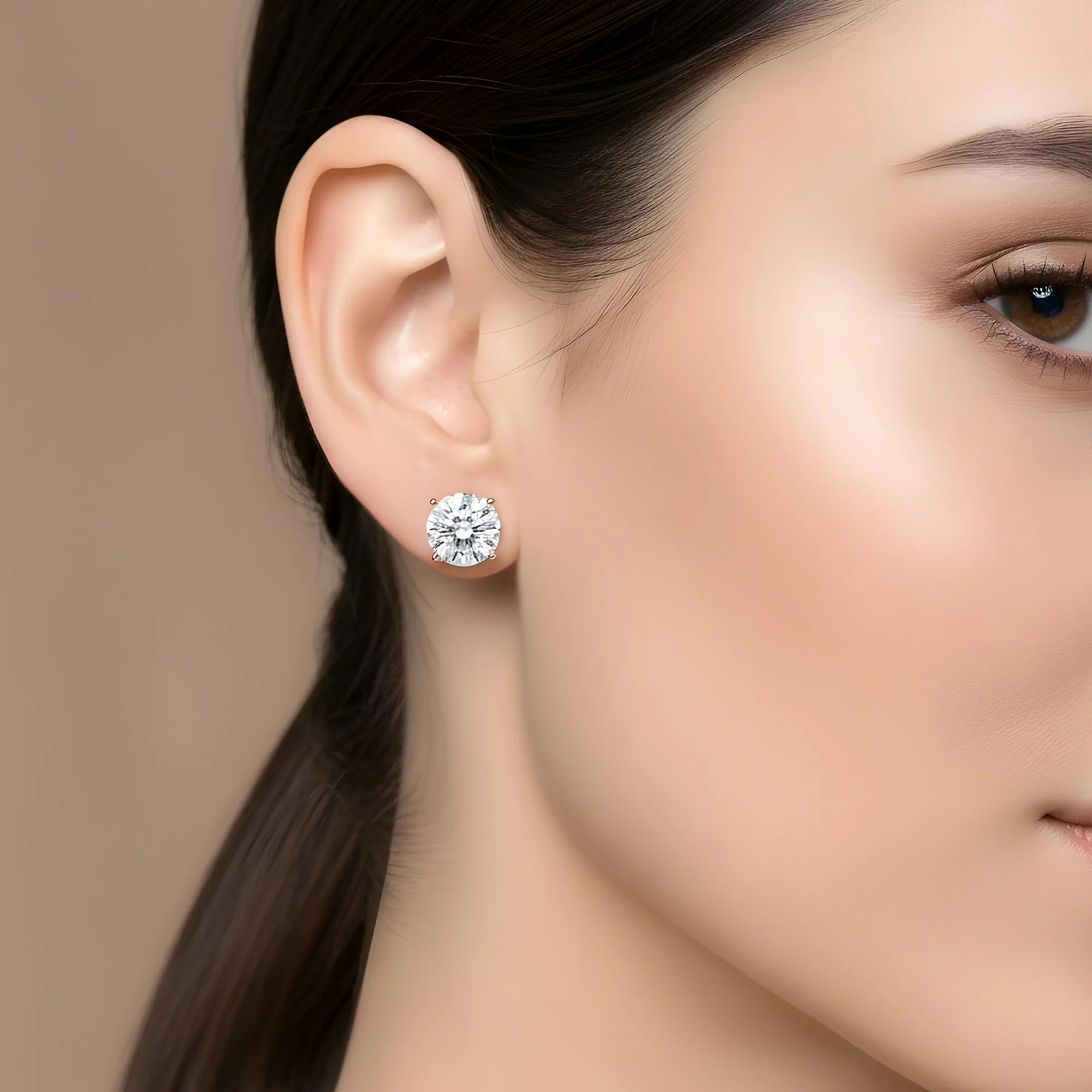 14K White Gold 3ct Each Solitaire Round Diamond Stud Earrings 6.45ctw - Image 9