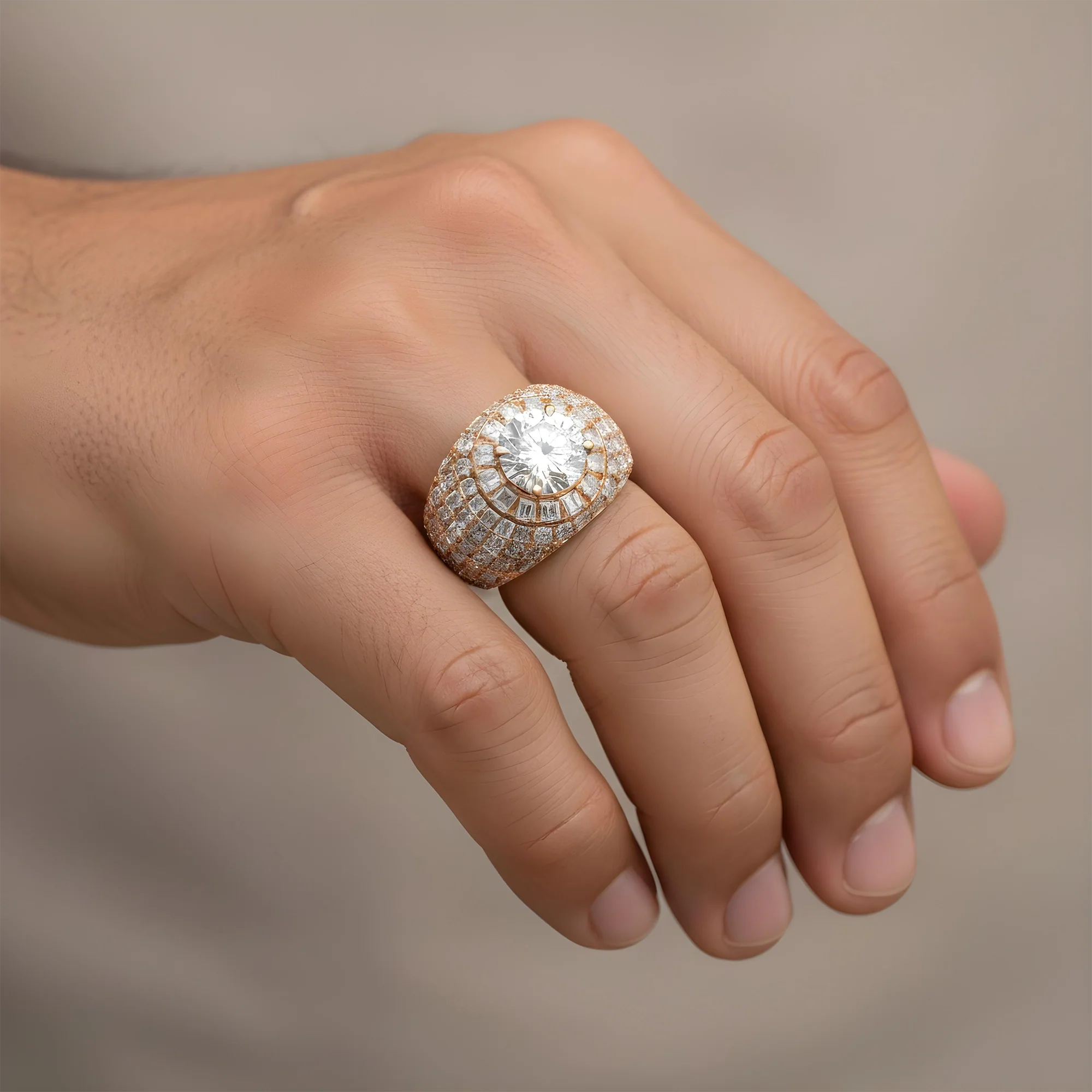 14K White Gold 4.01ct Round & Baguette Diamond Chandelier Ring 16.26ctw - Image 10