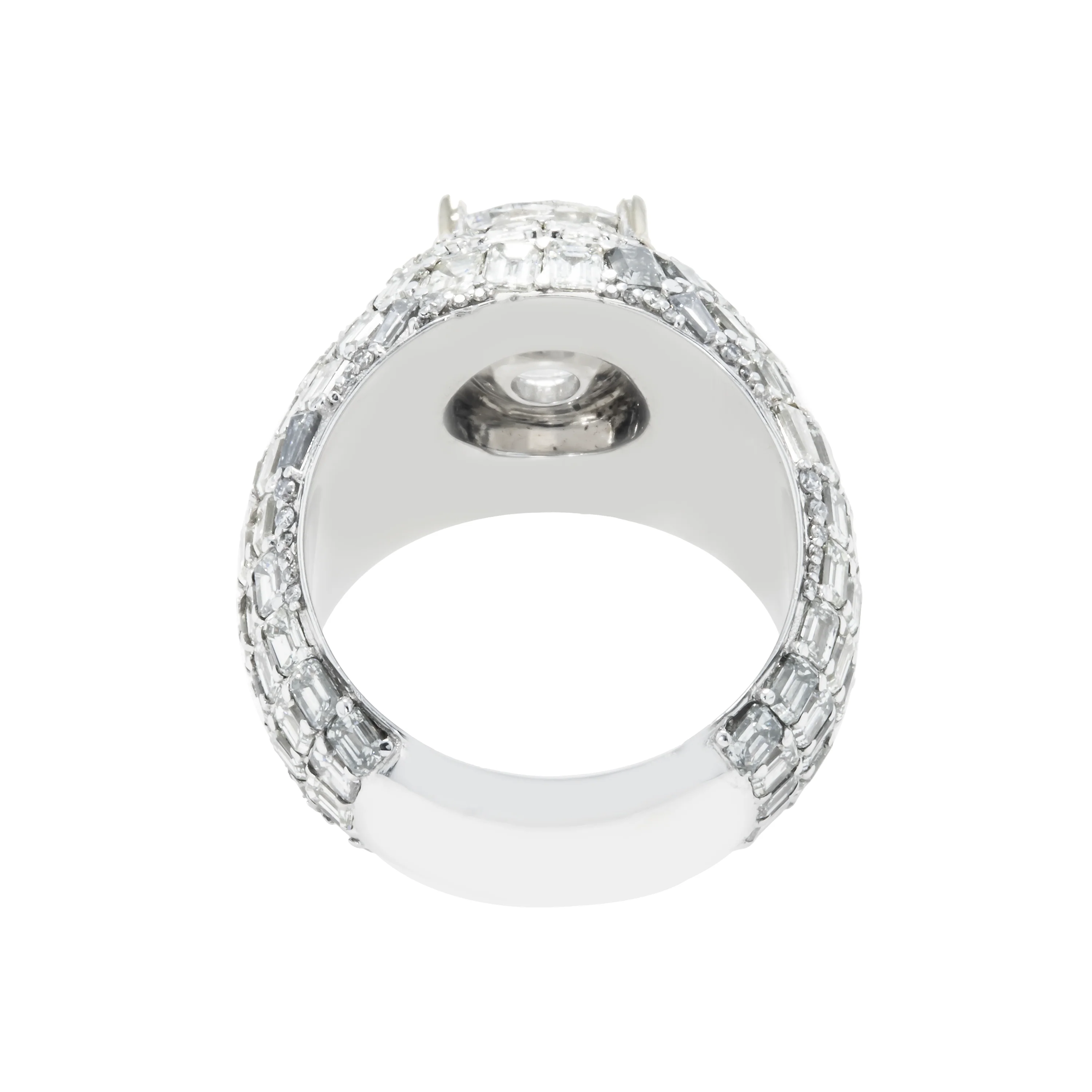 14K White Gold 4.01ct Round & Baguette Diamond Chandelier Ring 16.26ctw - Image 5