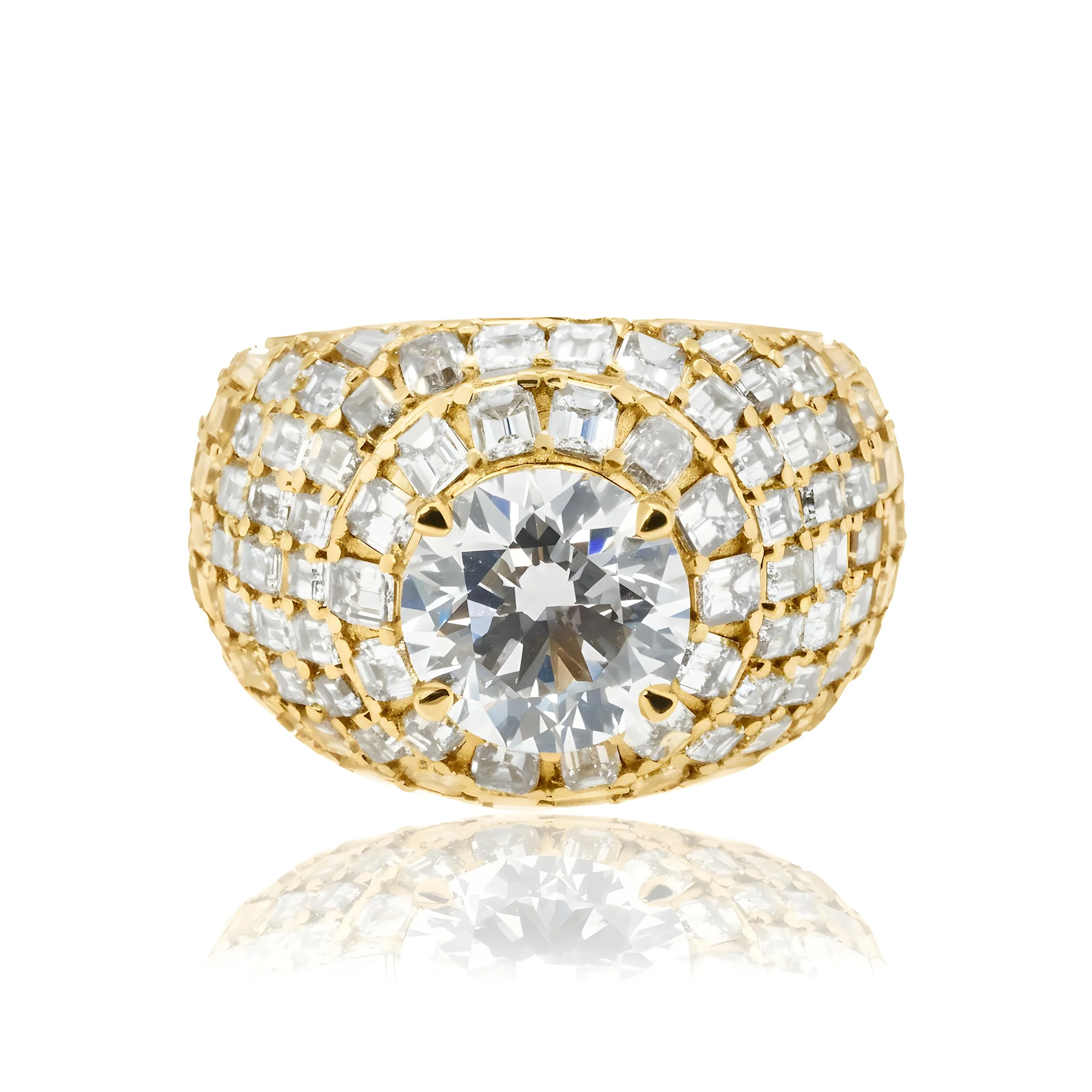 14K White Gold 4.01ct Round & Baguette Diamond Chandelier Ring 16.26ctw - Image 7