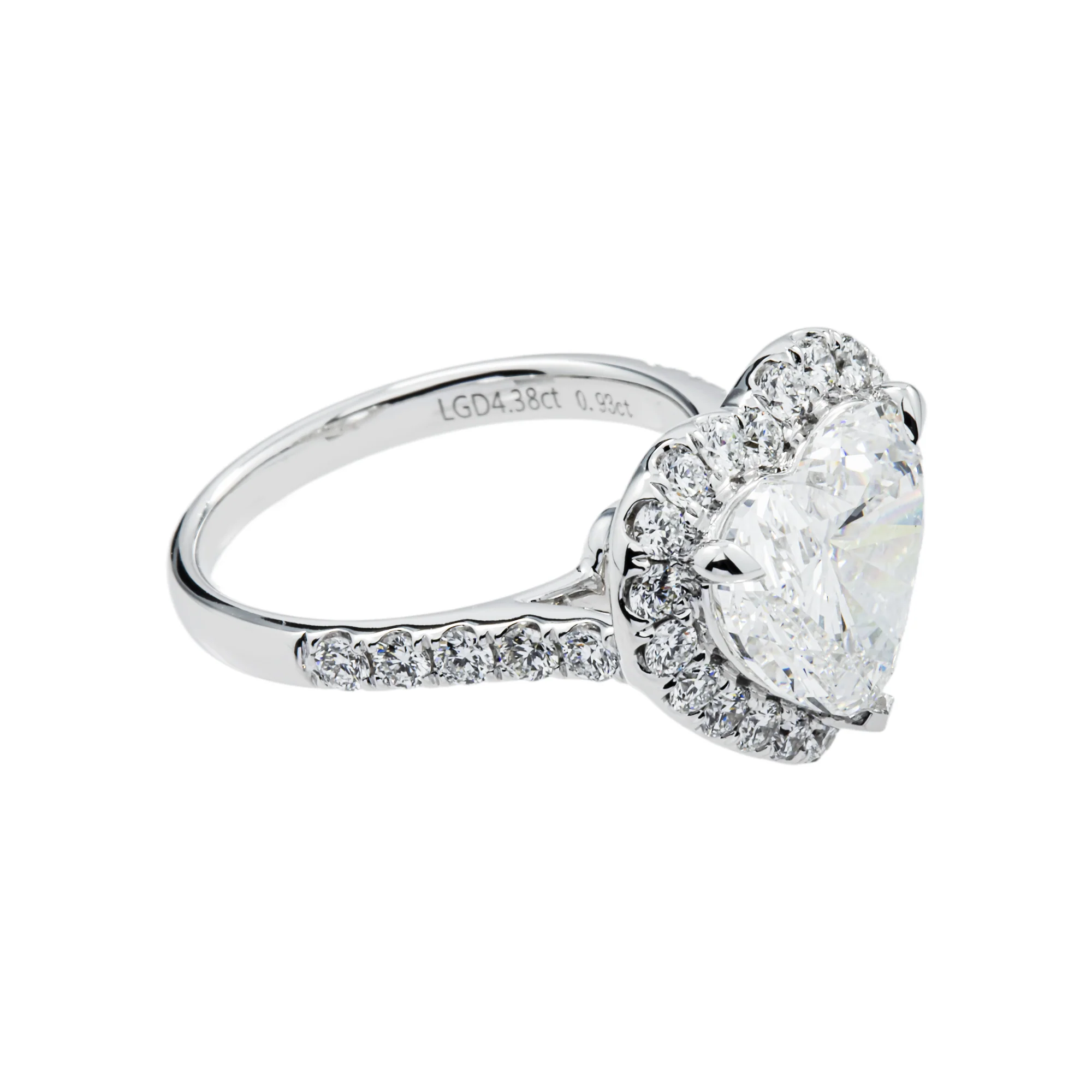 14K White Gold 4.38ct Heart Cut Diamond Engagement Ring 5.31ctw - Image 3