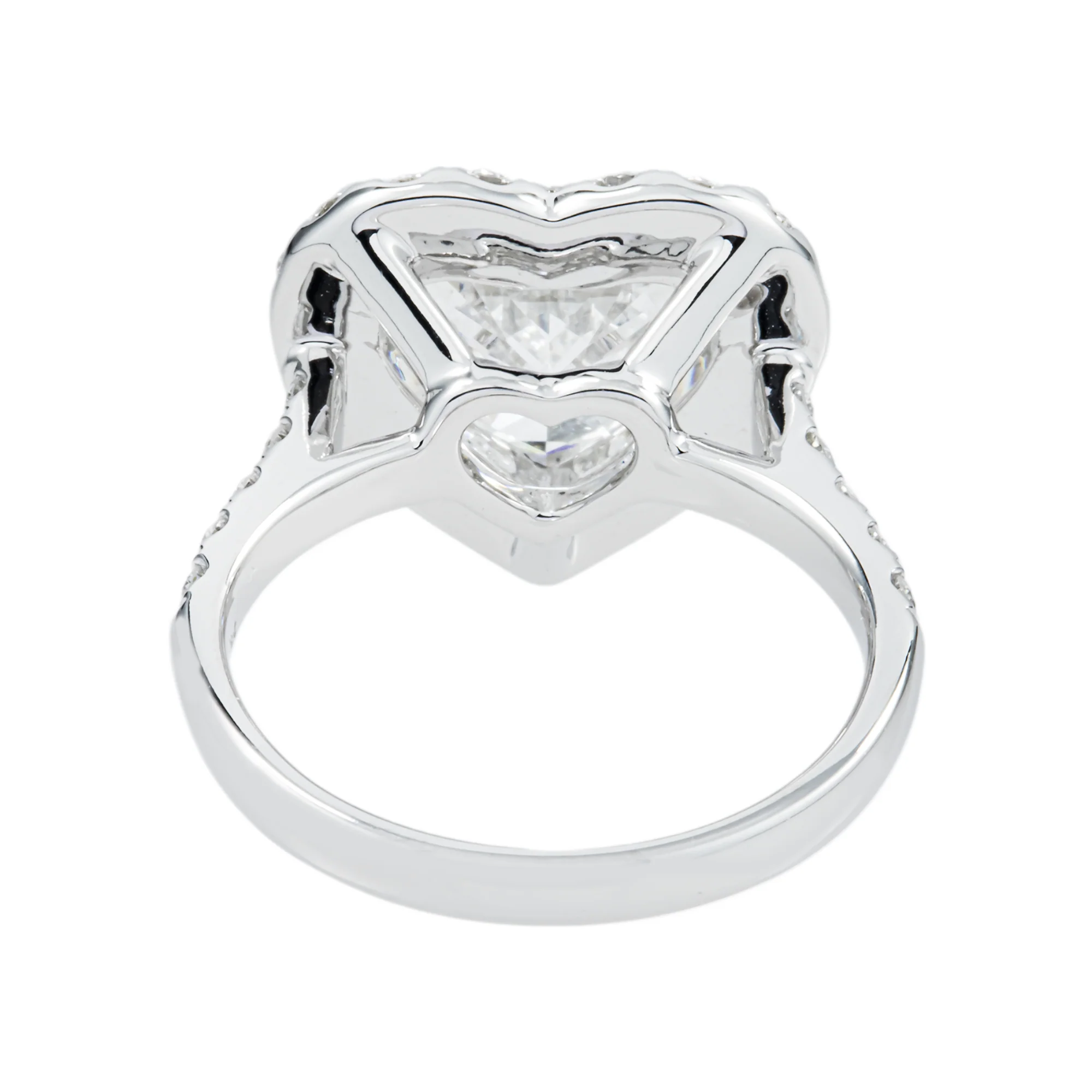 14K White Gold 4.38ct Heart Cut Diamond Engagement Ring 5.31ctw - Image 4