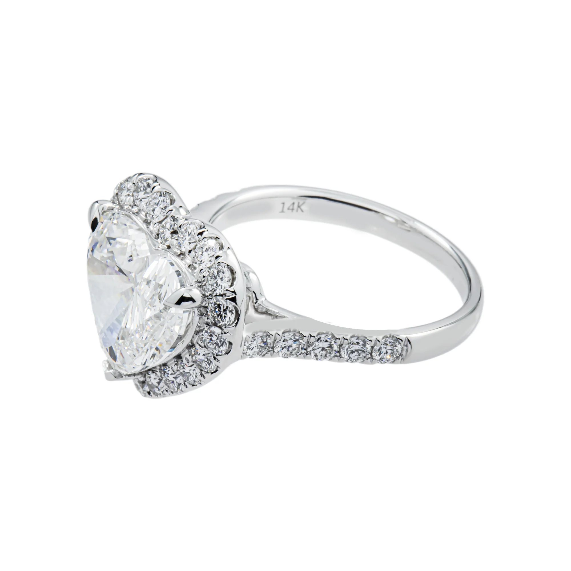 14K White Gold 4.38ct Heart Cut Diamond Engagement Ring 5.31ctw - Image 5