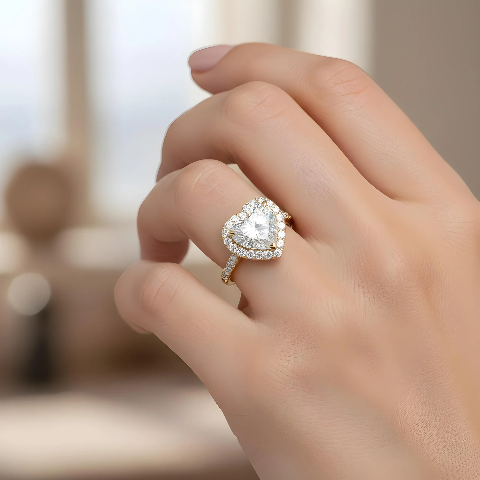 14K White Gold 4.38ct Heart Cut Diamond Engagement Ring 5.31ctw - Image 7