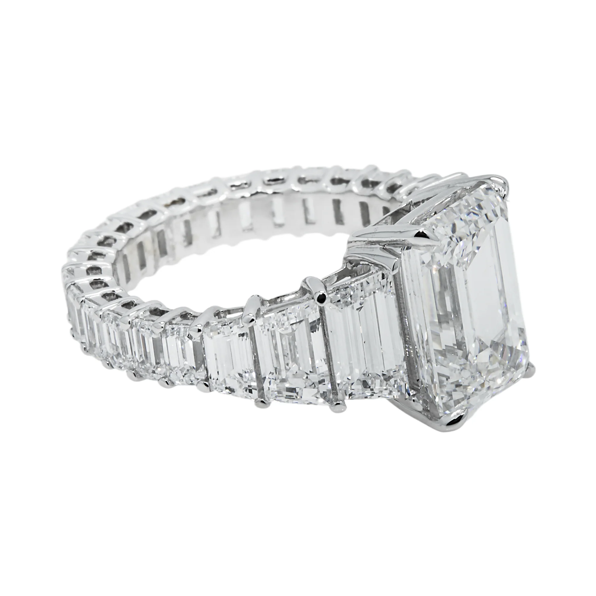 14K White Gold 5.01ct Emerald Cut Diamond Engagement Ring 10.26ctw - Image 4