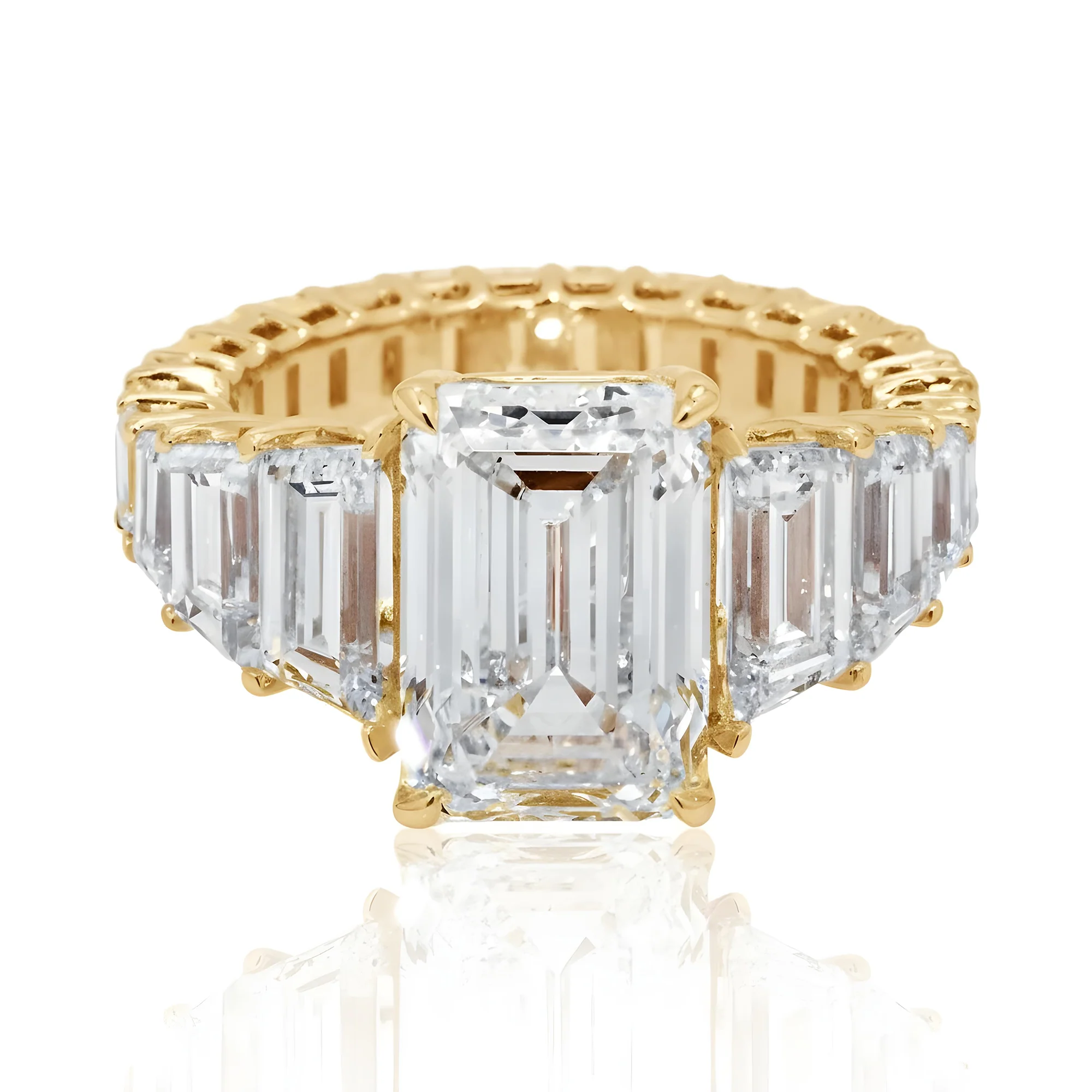 14K White Gold 5.01ct Emerald Cut Diamond Engagement Ring 10.26ctw - Image 7