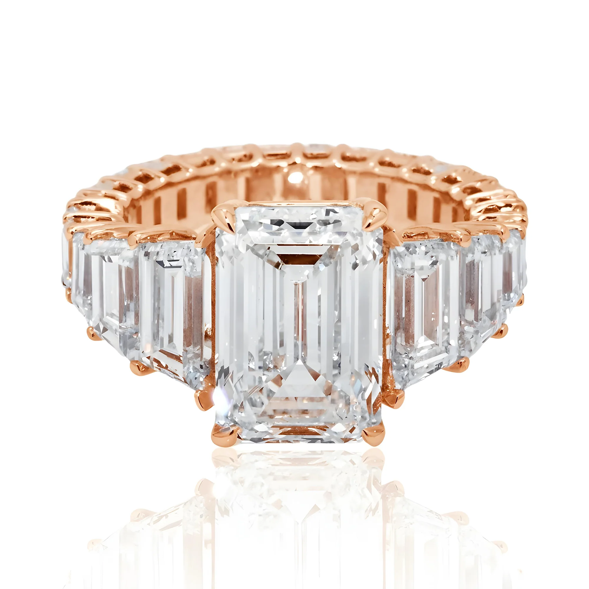 14K White Gold 5.01ct Emerald Cut Diamond Engagement Ring 10.26ctw - Image 9