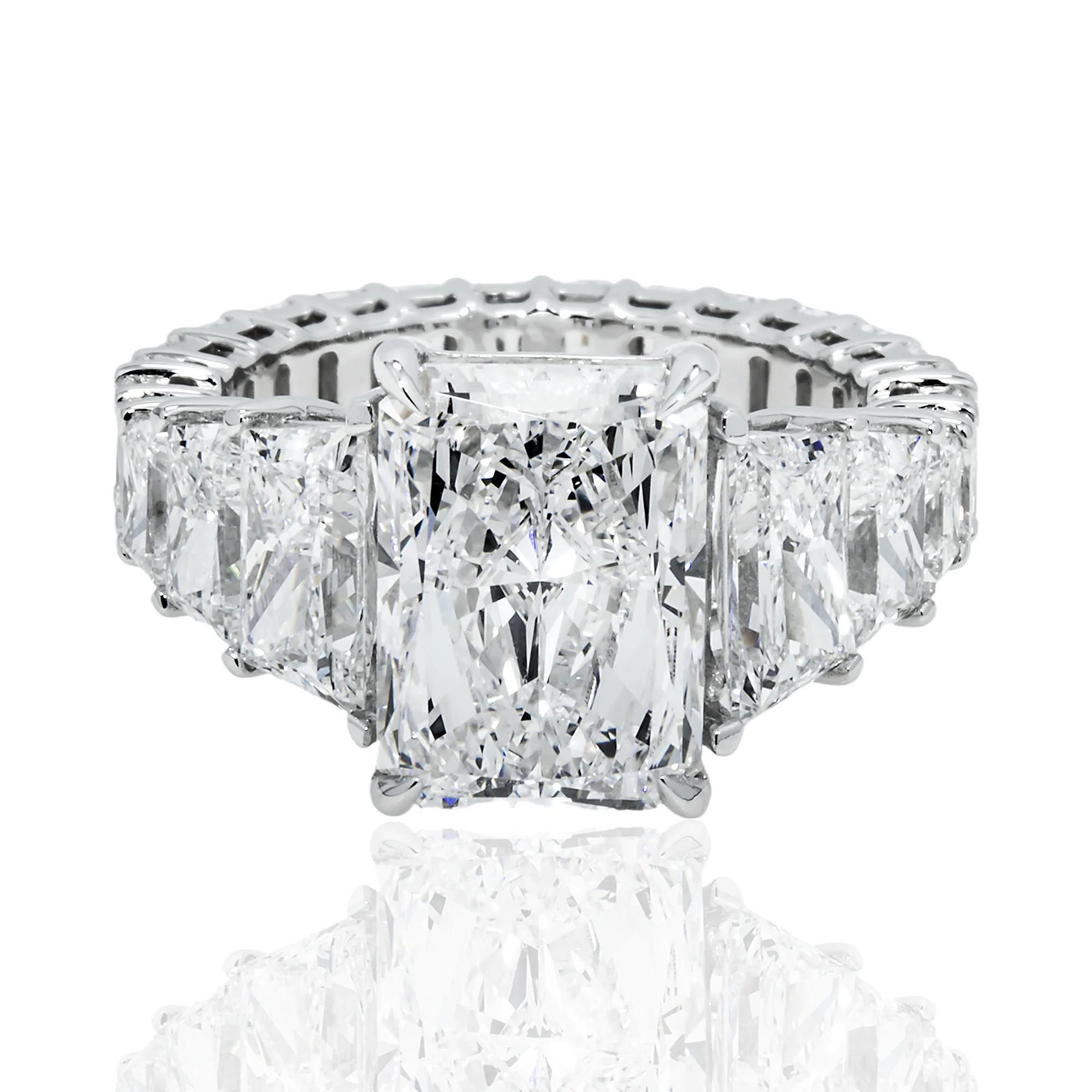 14K White Gold 5.01ct Radiant Cut Diamond Engagement Ring 9.96ctw