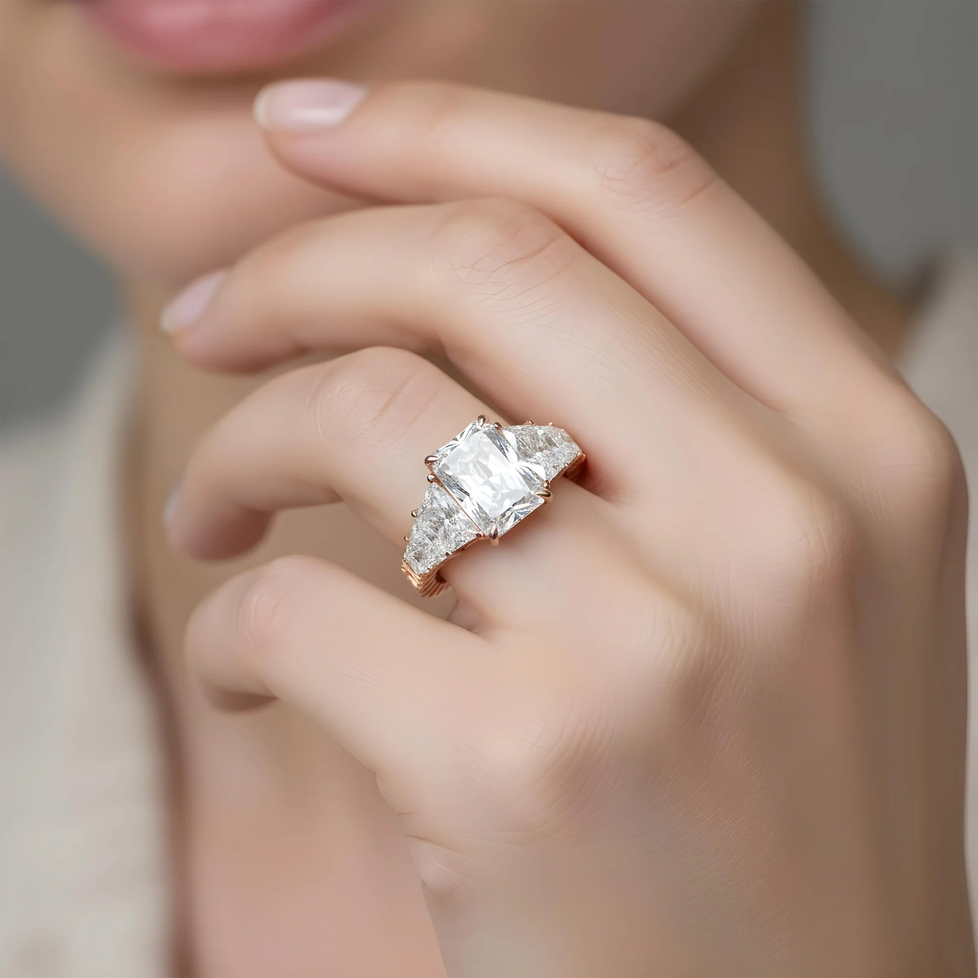 14K White Gold 5.01ct Radiant Cut Diamond Engagement Ring 9.96ctw - Image 10