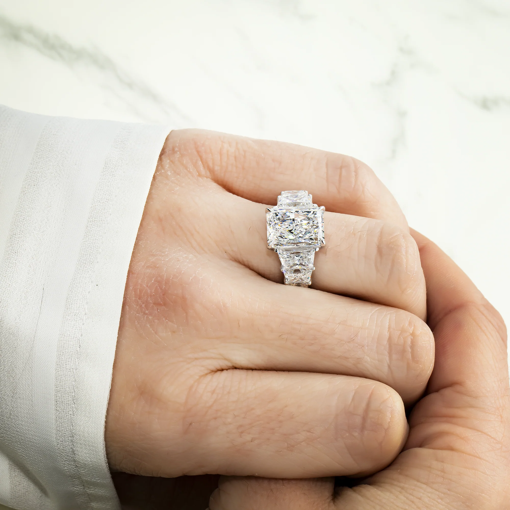 14K White Gold 5.01ct Radiant Cut Diamond Engagement Ring 9.96ctw - Image 2
