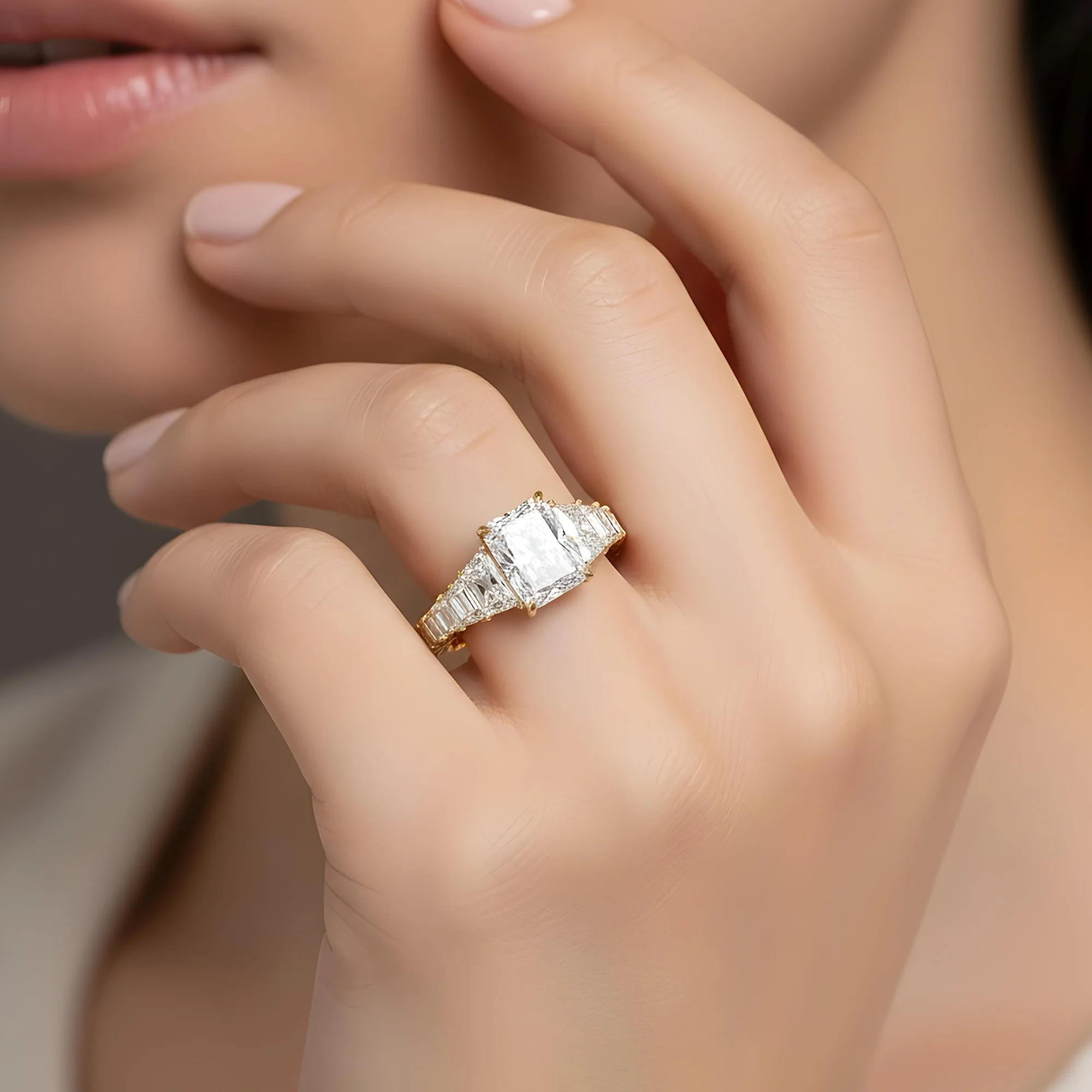 14K White Gold 5.01ct Radiant Cut Diamond Engagement Ring 9.96ctw - Image 8
