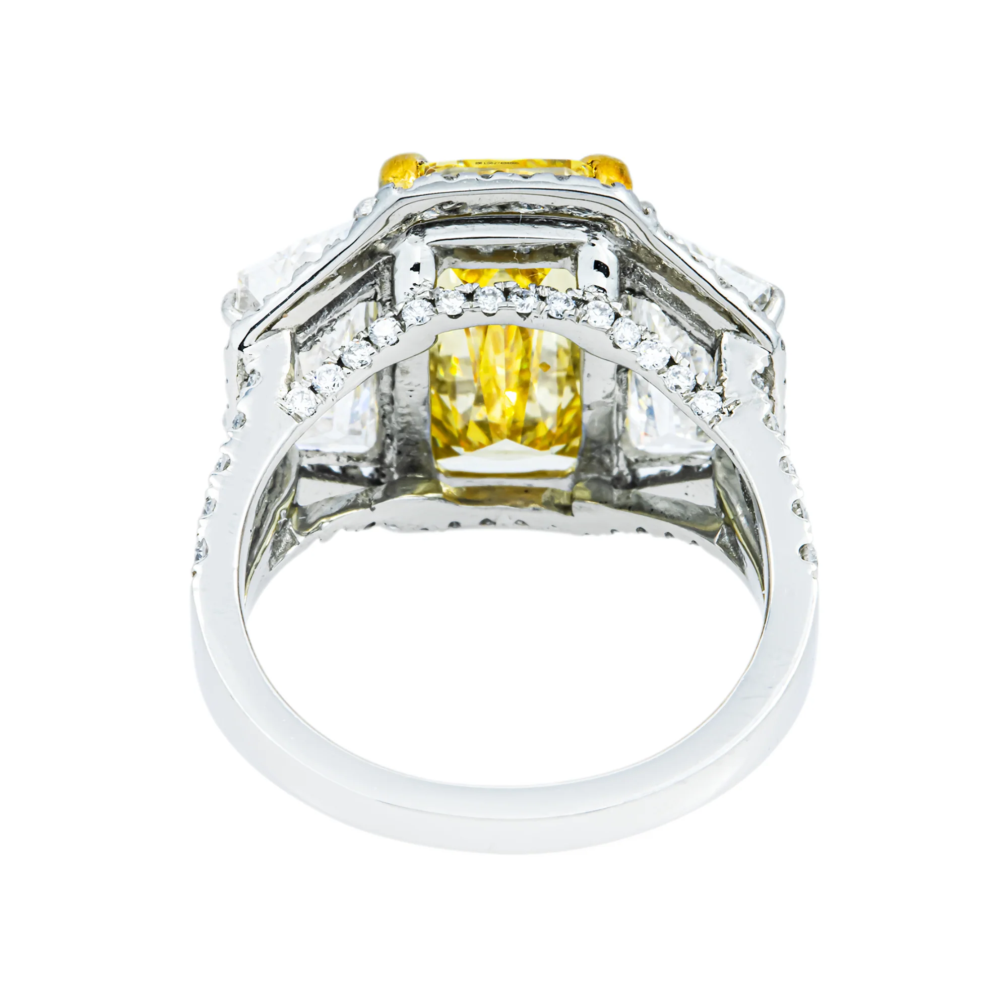 14K White Gold 5.15ct Emerald Fancy Yellow & White Diamond Ring 9.25ctw - Image 5