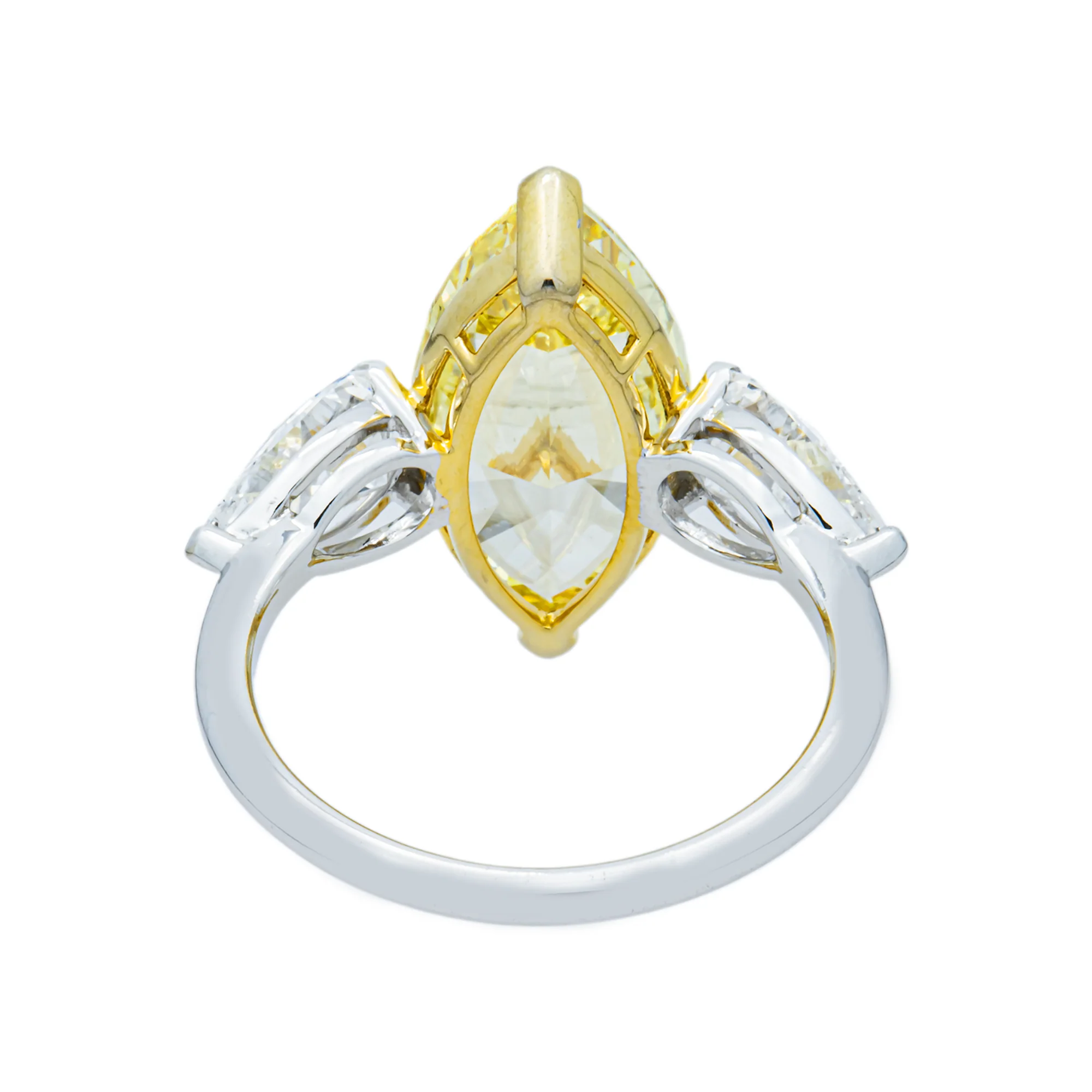 14K White Gold 5.36ct Marquise Fancy Yellow & Pear White Diamond Ring 6.80ctw - Image 5