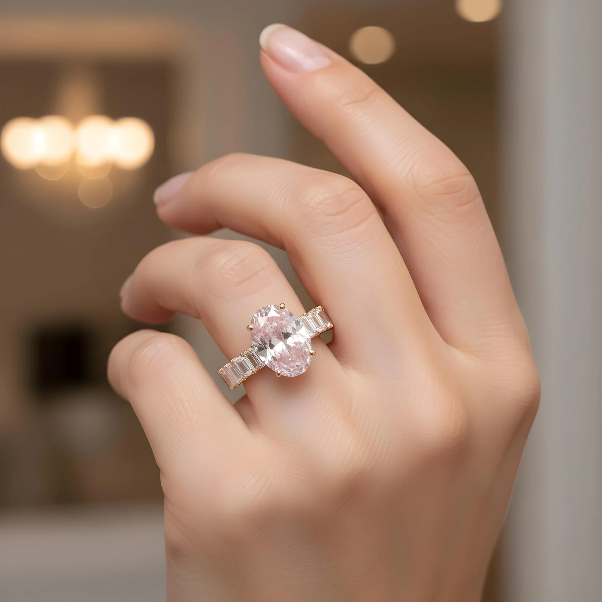 14K White Gold 5.0ct Oval Cut Fancy Vivid Pink Diamond Ring 8.10ctw - Image 10