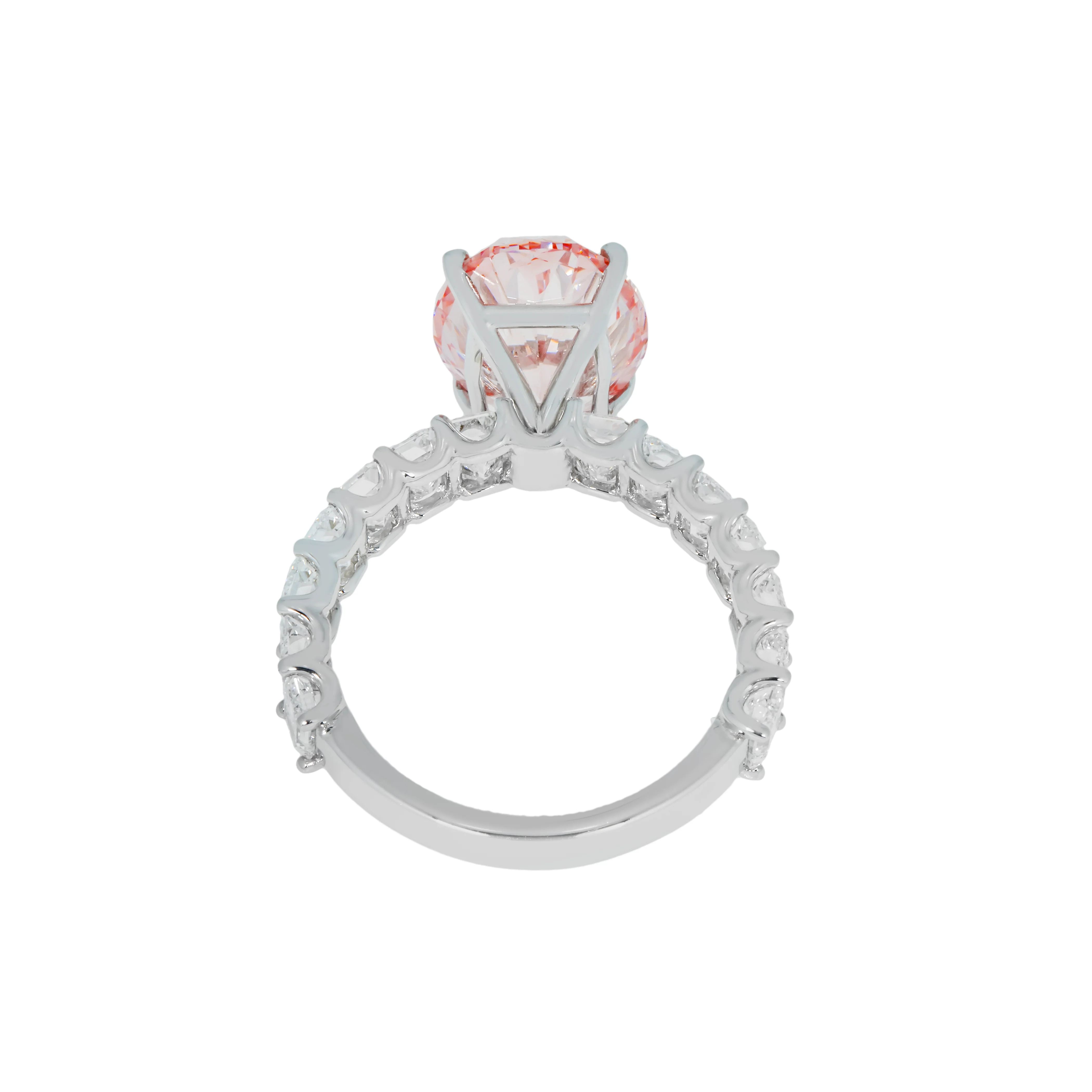 14K White Gold 5.0ct Oval Cut Fancy Vivid Pink Diamond Ring 8.10ctw - Image 4