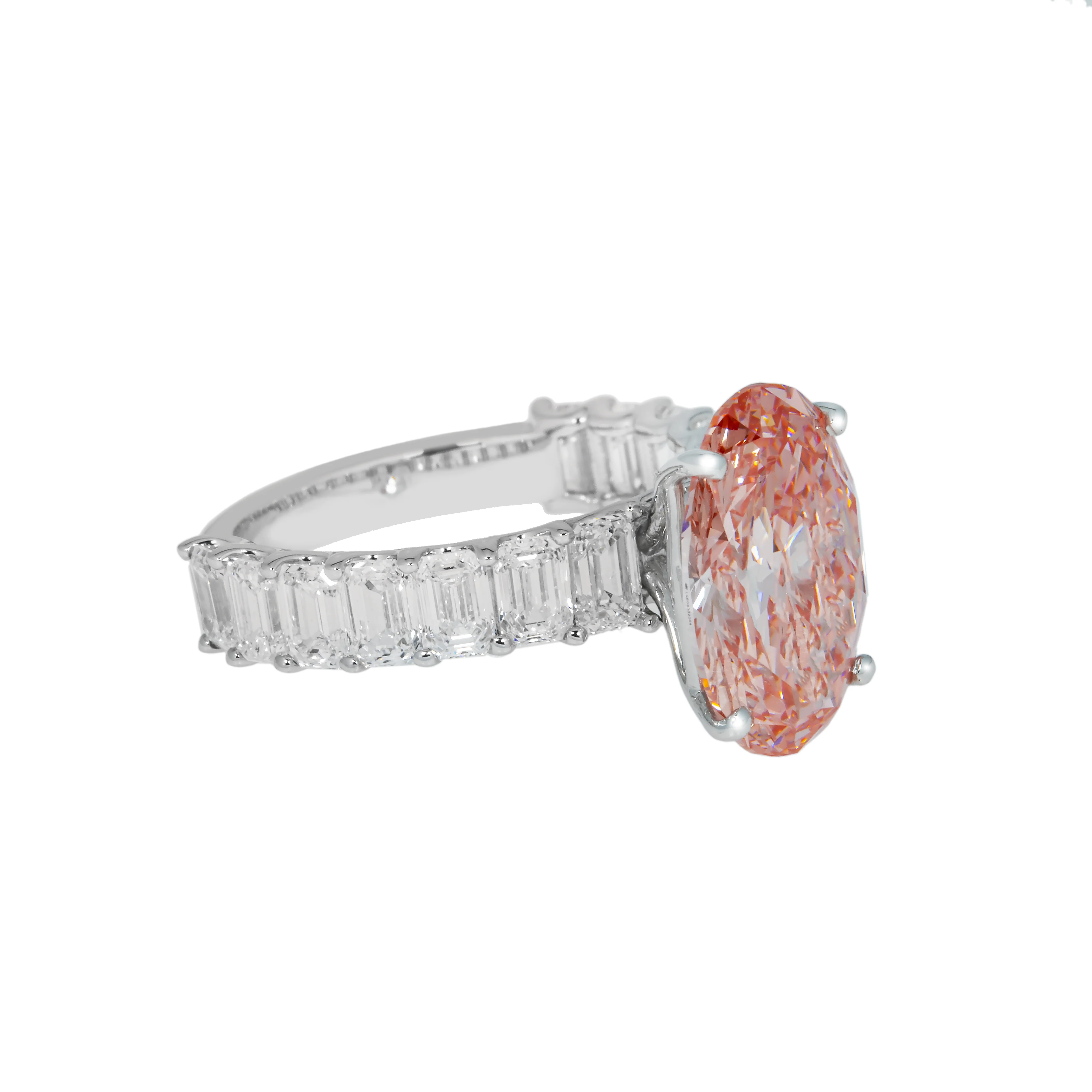 14K White Gold 5.0ct Oval Cut Fancy Vivid Pink Diamond Ring 8.10ctw - Image 5
