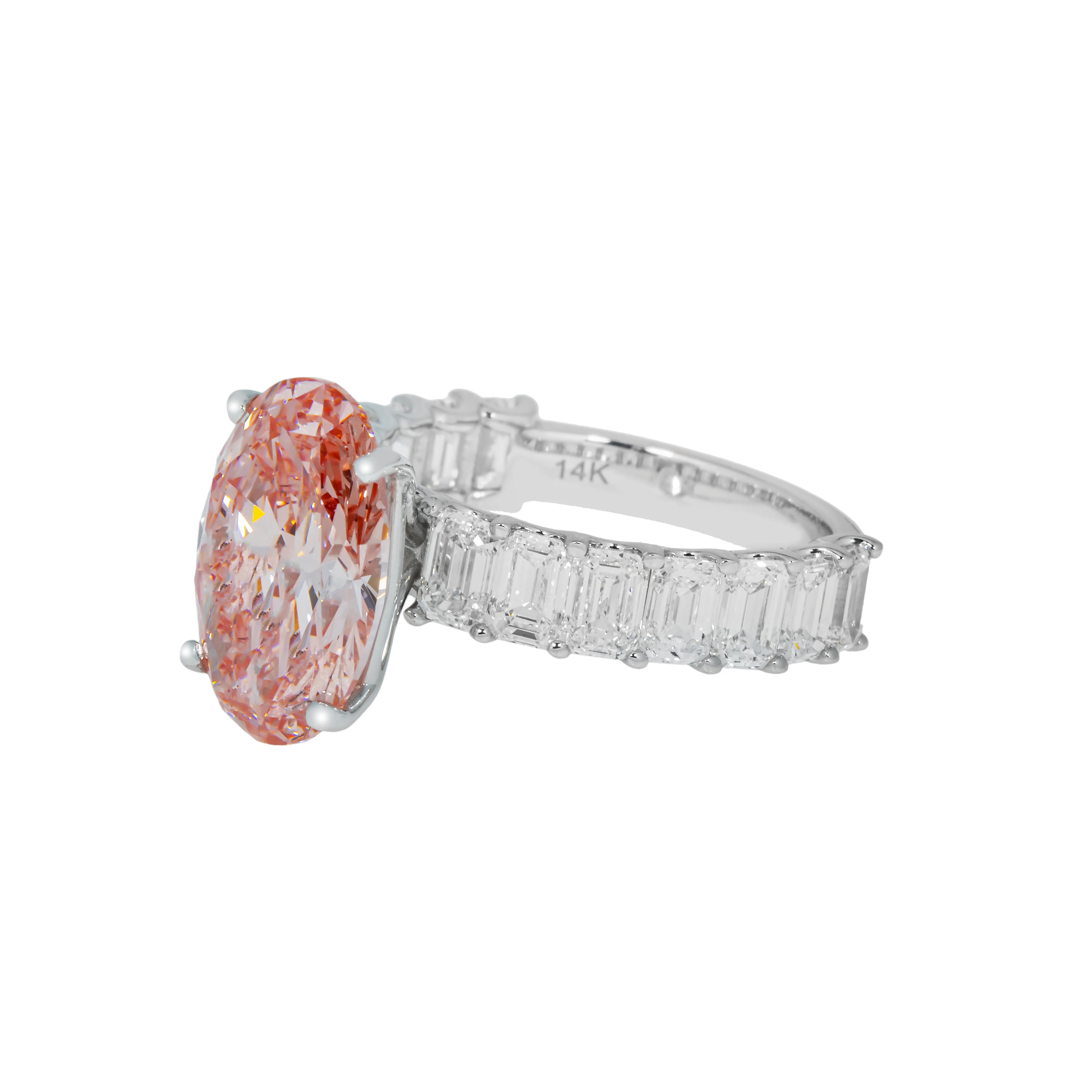 14K White Gold 5.0ct Oval Cut Fancy Vivid Pink Diamond Ring 8.10ctw - Image 6