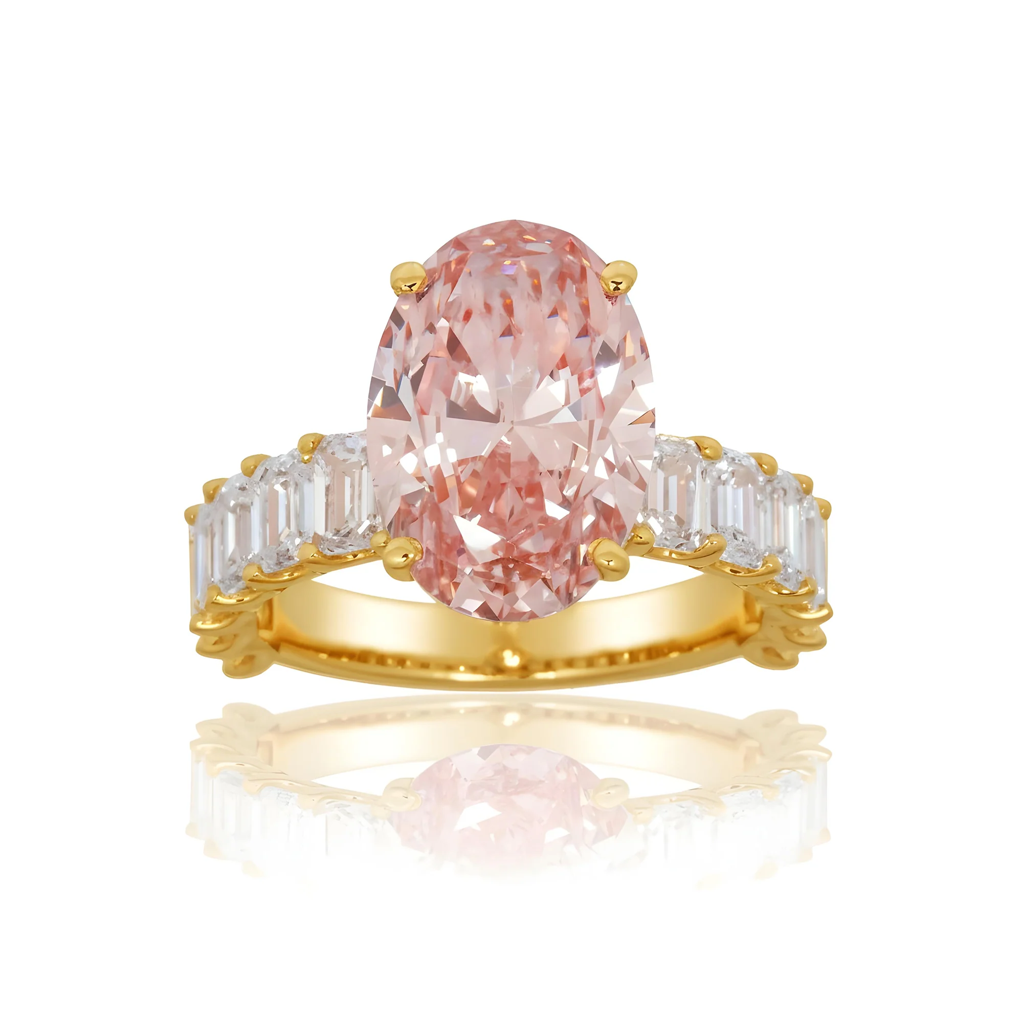 14K White Gold 5.0ct Oval Cut Fancy Vivid Pink Diamond Ring 8.10ctw - Image 7