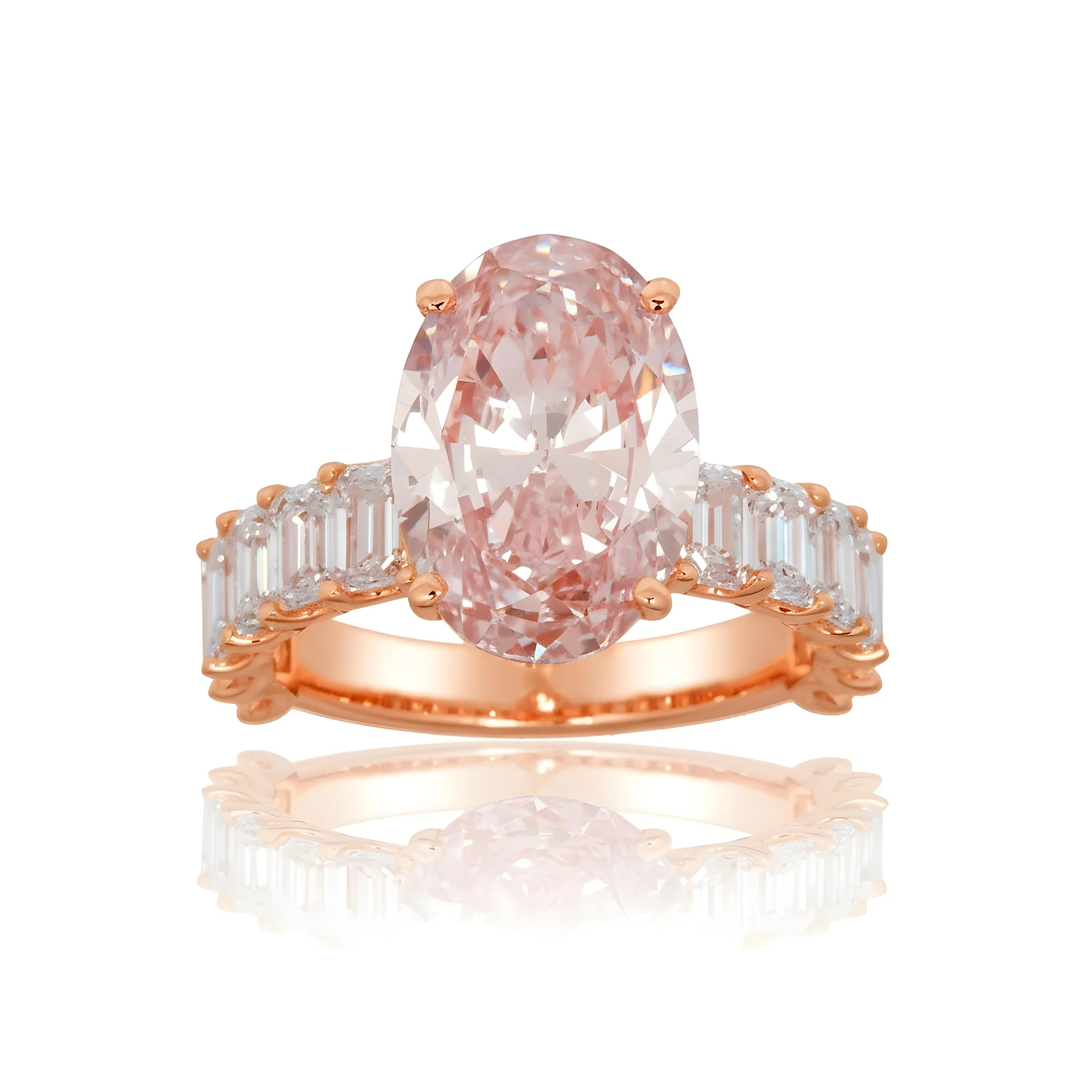 14K White Gold 5.0ct Oval Cut Fancy Vivid Pink Diamond Ring 8.10ctw - Image 9
