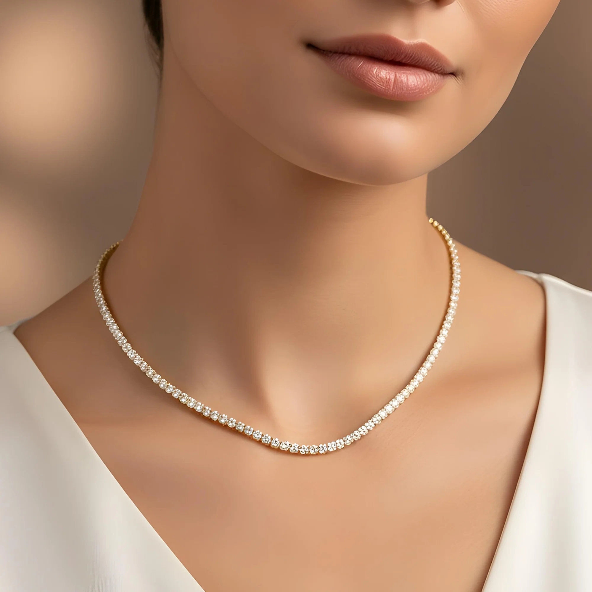 14K White Gold Diamond Tennis Chain 8.0ct - Image 5