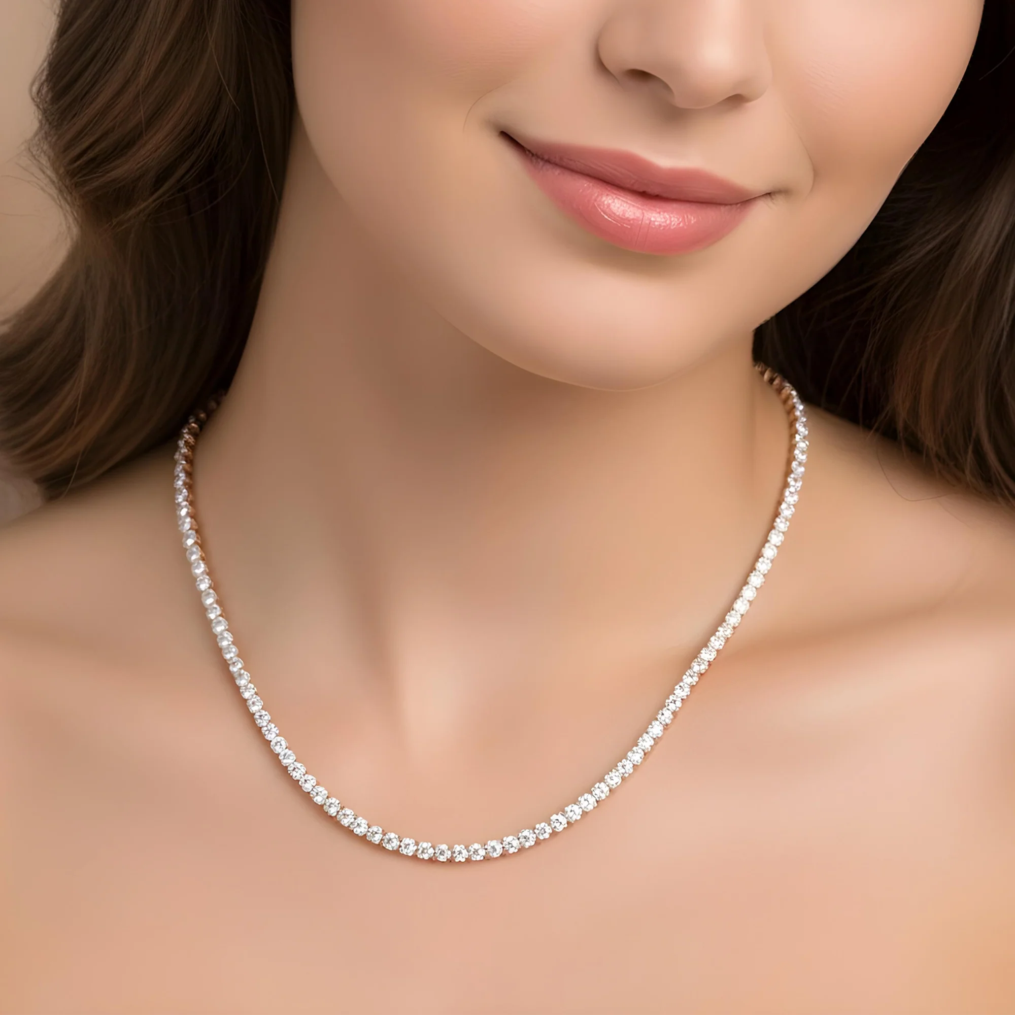14K White Gold Diamond Tennis Chain 8.0ct - Image 7
