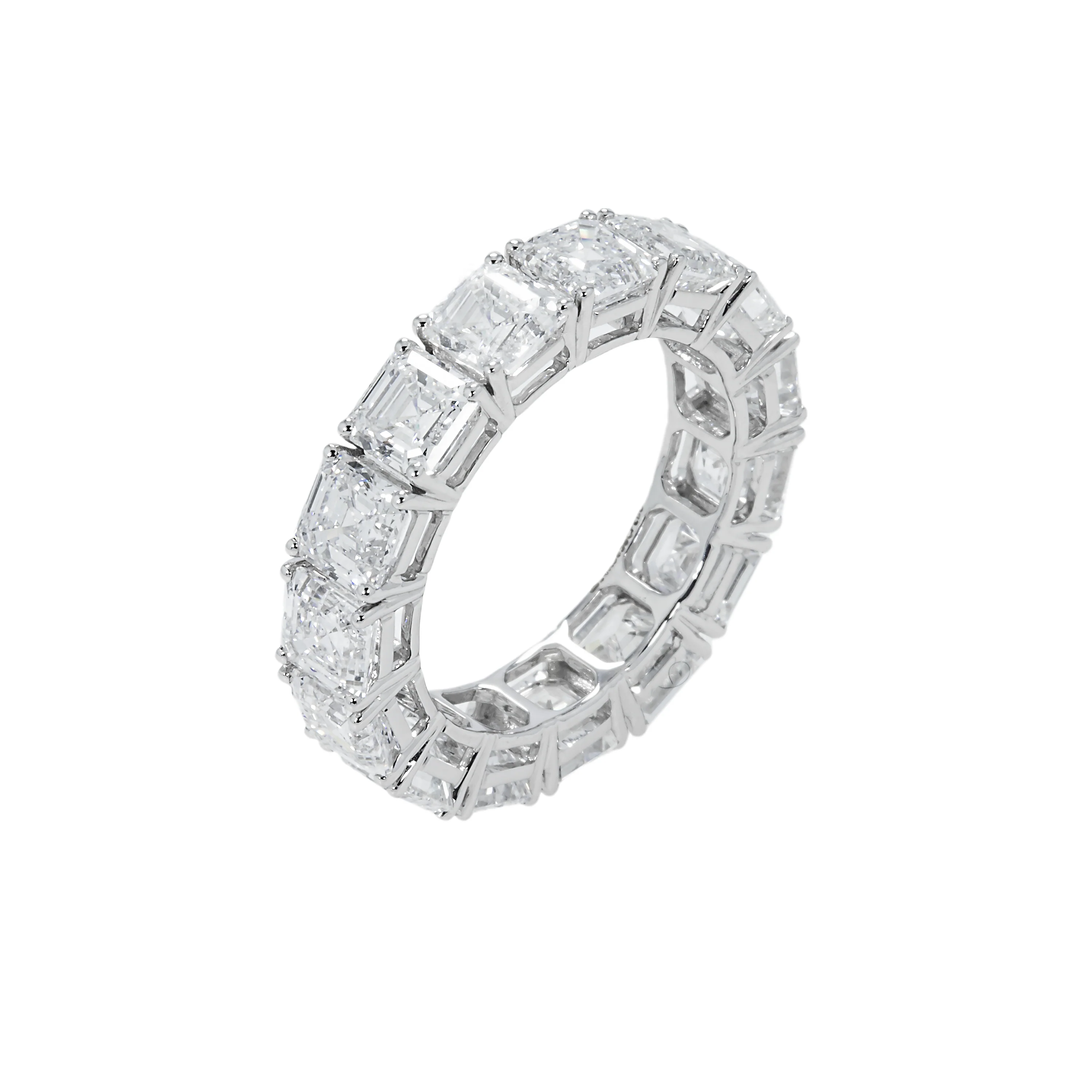 14K White Gold Asscher Cut Diamond Eternity Ring 8.08ct (size 6.25) - Image 3
