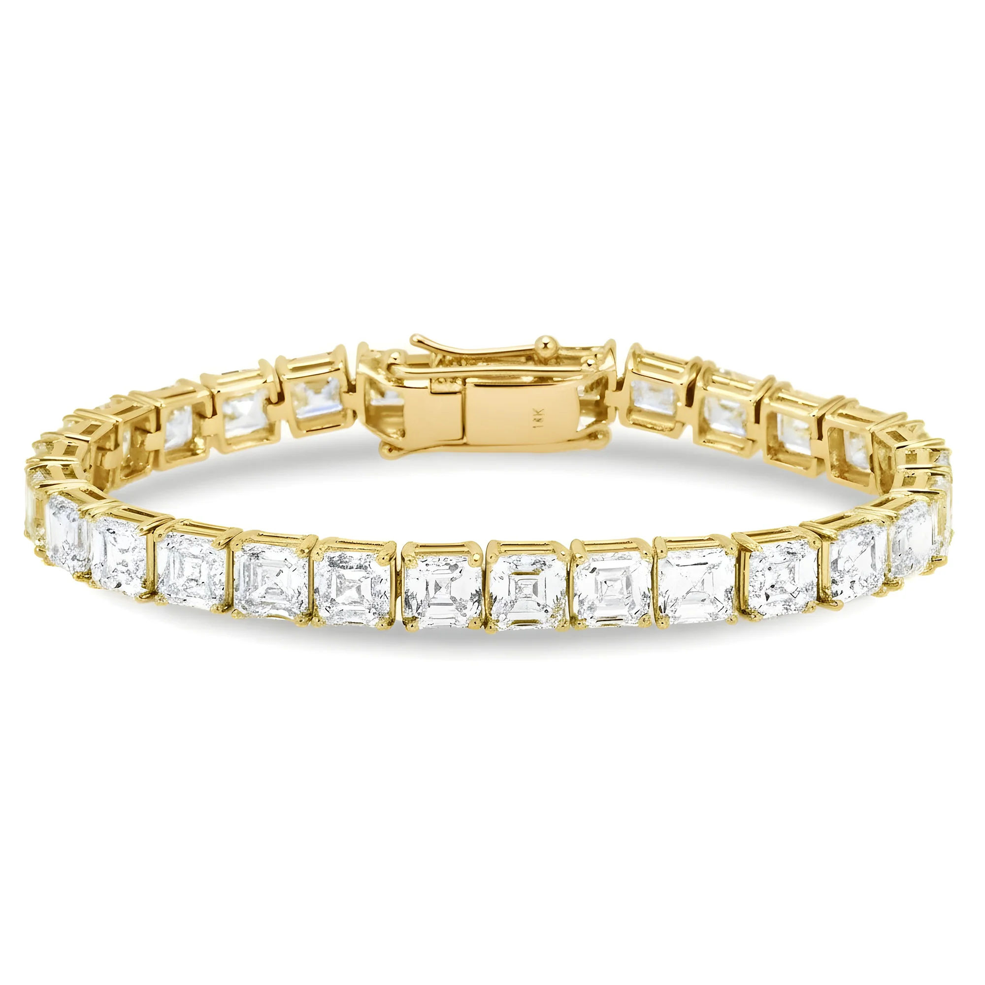 14K White Gold Asscher Cut Diamond Tennis Bracelet 30.04ct - Image 4