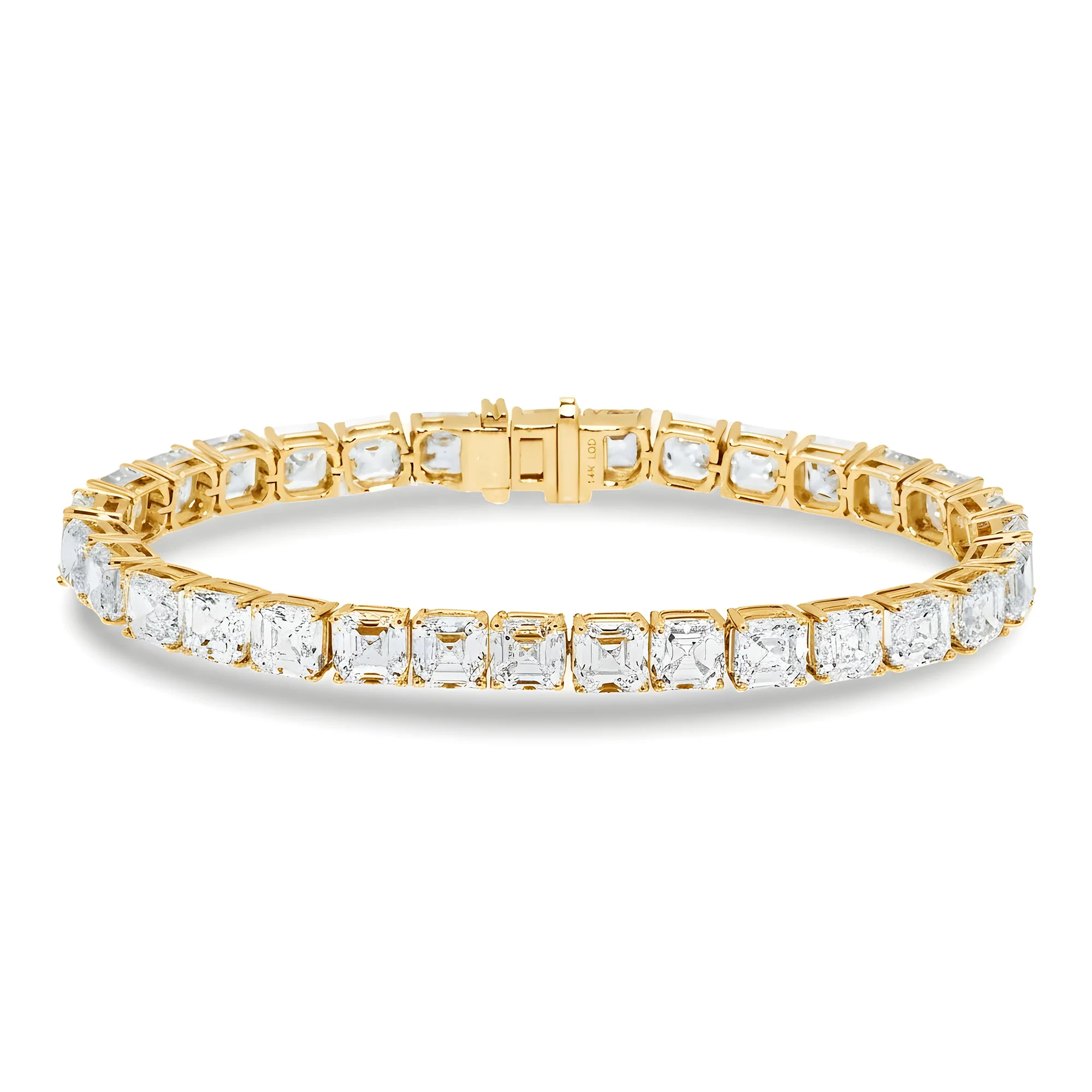 14K White Gold Asscher Cut Diamond Tennis Bracelet 32.90ct - Image 5