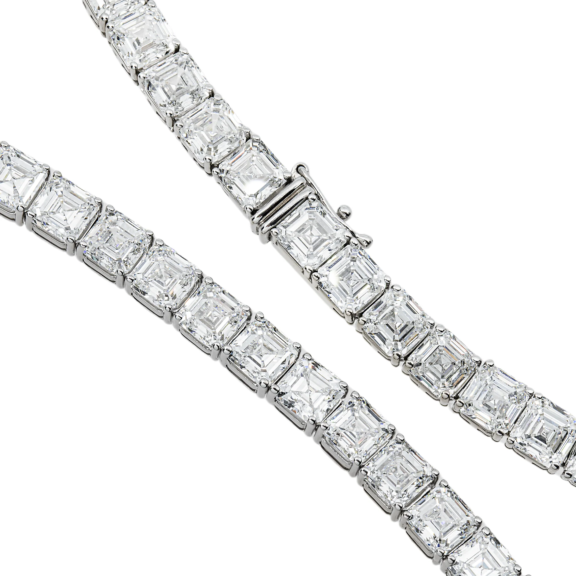 14K White Gold Asscher Cut Diamond Tennis Chain 97.15ct - Image 4