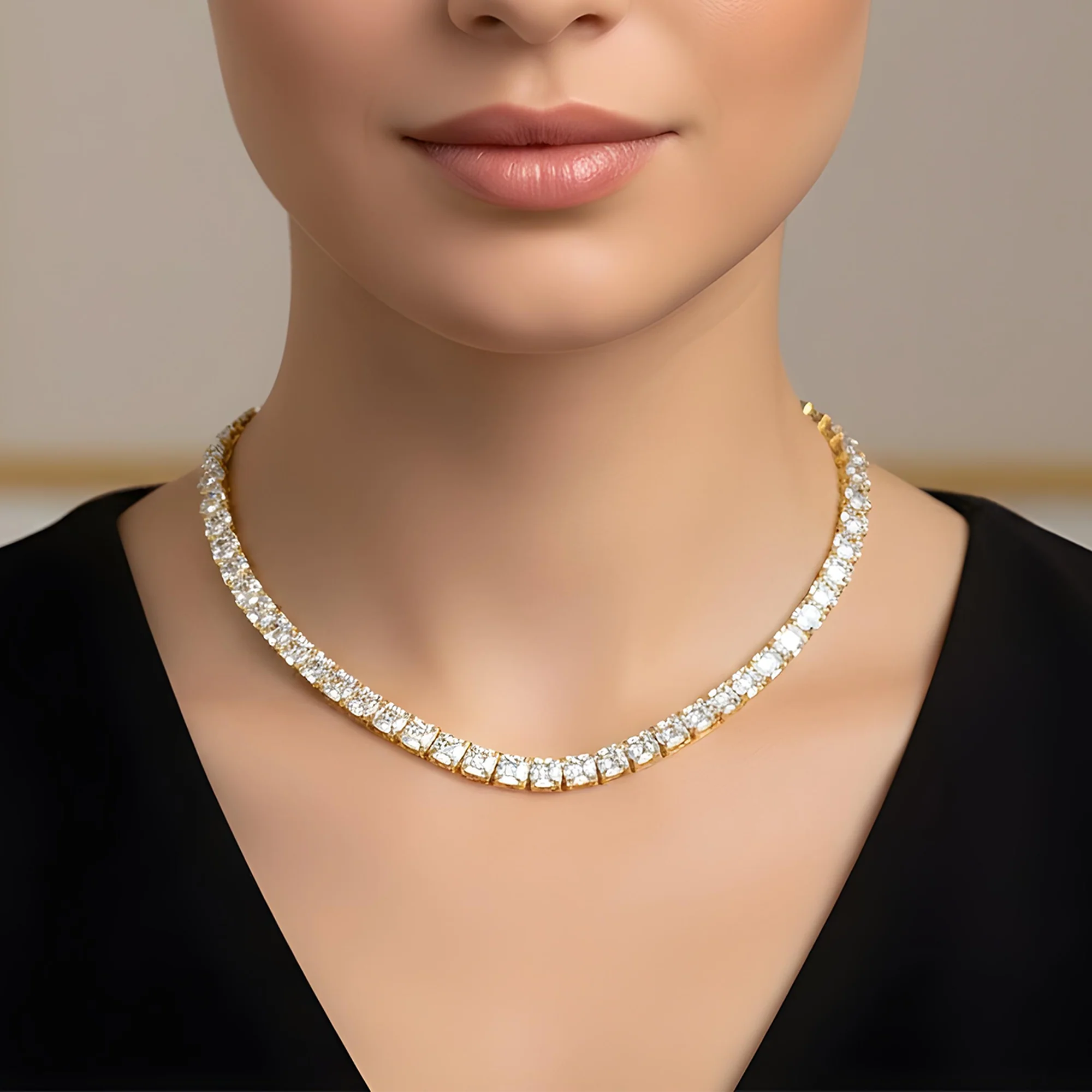 14K White Gold Asscher Cut Diamond Tennis Chain 97.15ct - Image 6
