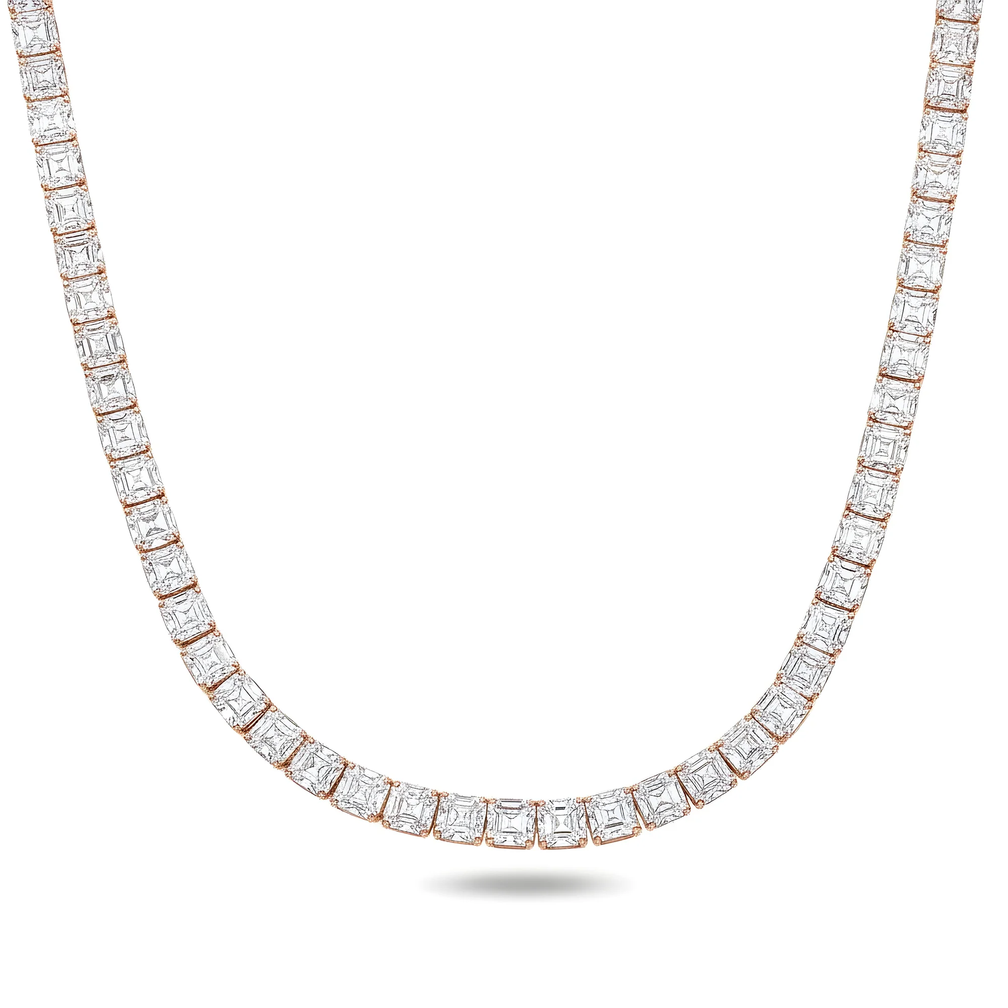14K White Gold Asscher Cut Diamond Tennis Chain 97.15ct - Image 7