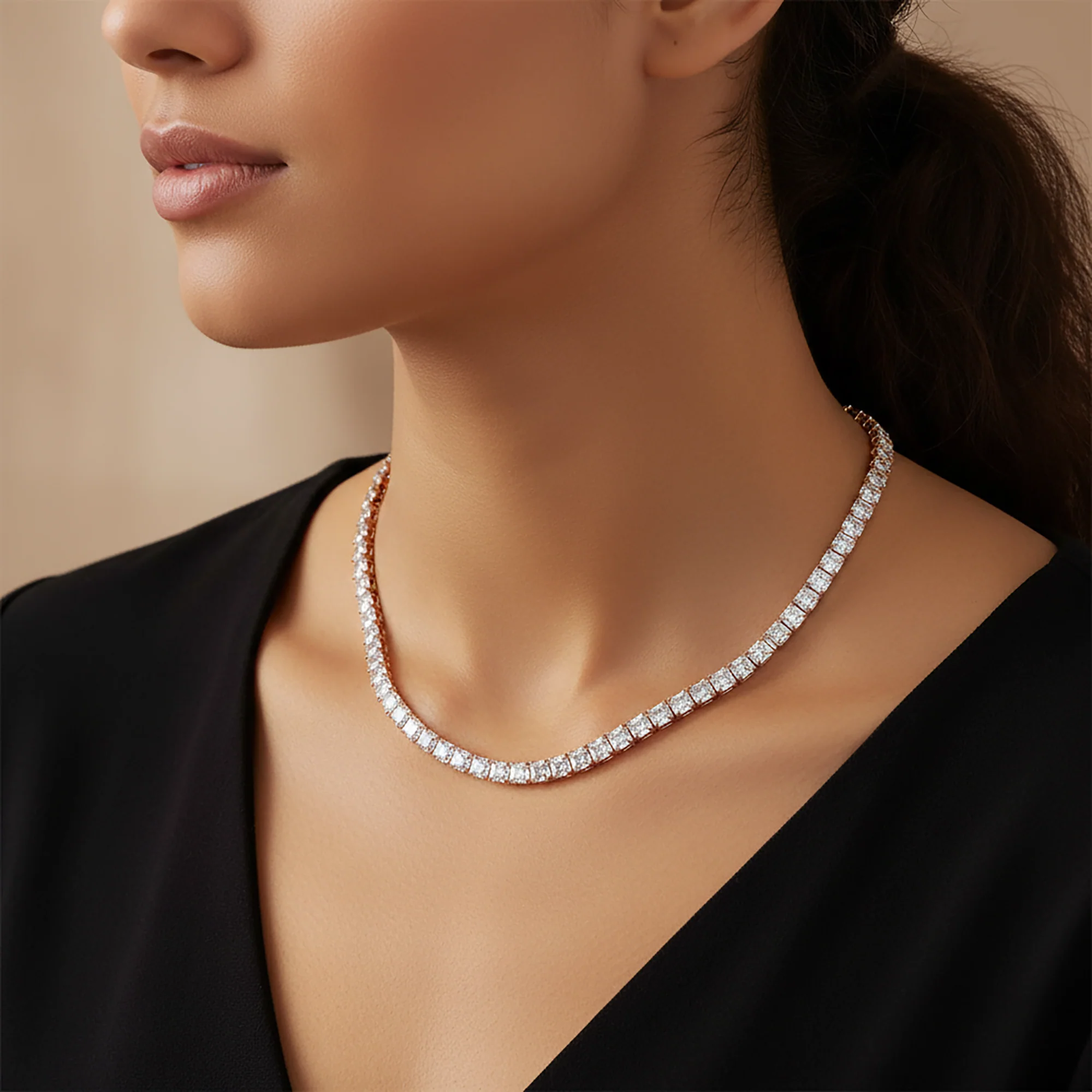 14K White Gold Asscher Cut Diamond Tennis Chain 97.15ct - Image 8