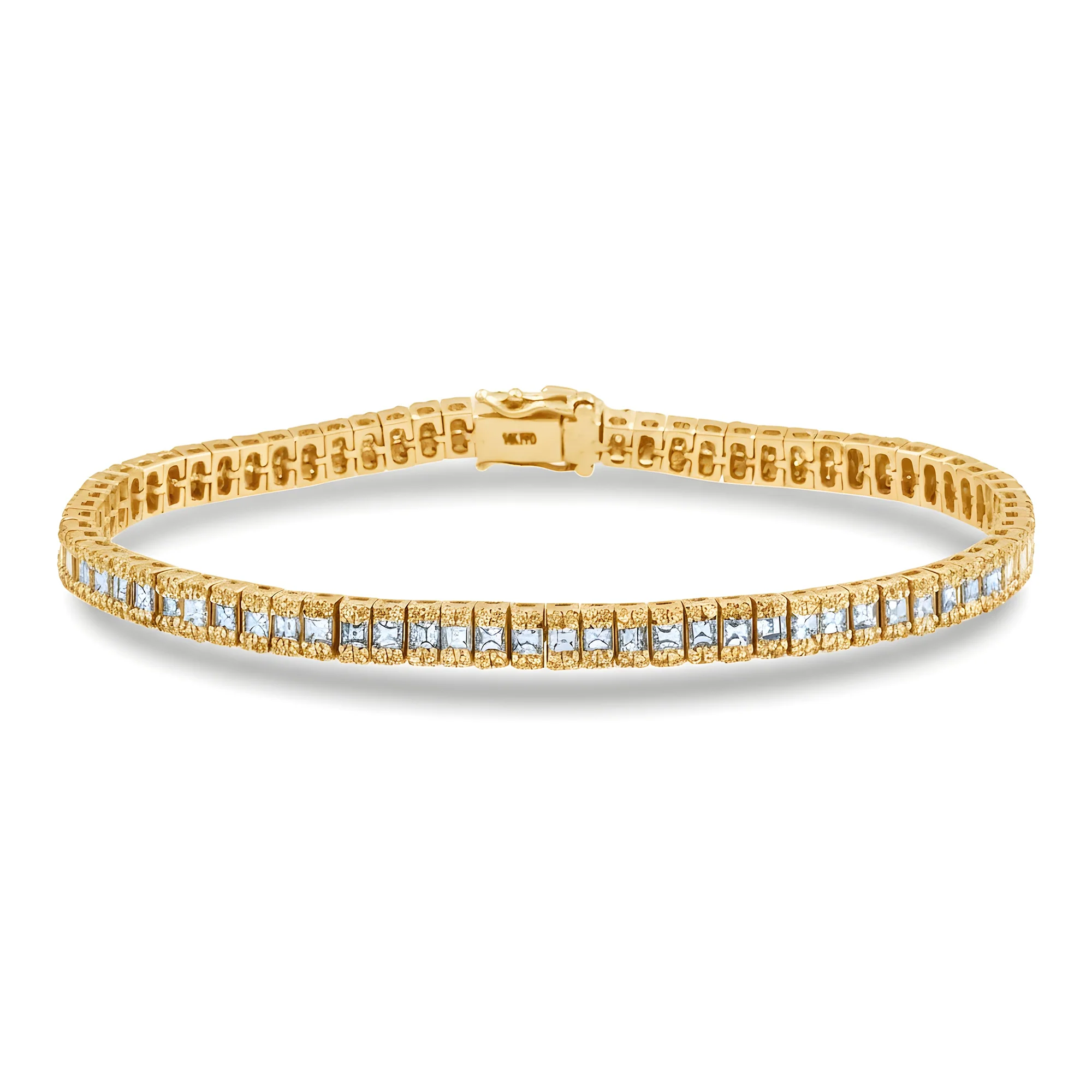 14K White Gold Asscher & Round Diamond Tennis Bracelet 5.17ct - Image 5